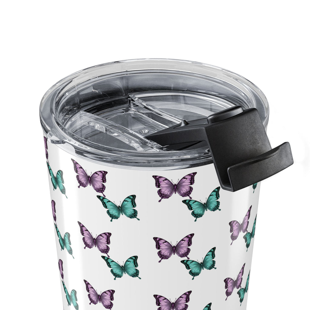 Butterfly Pattern Tumbler – Purple & Turquoise Spring Travel Cup
