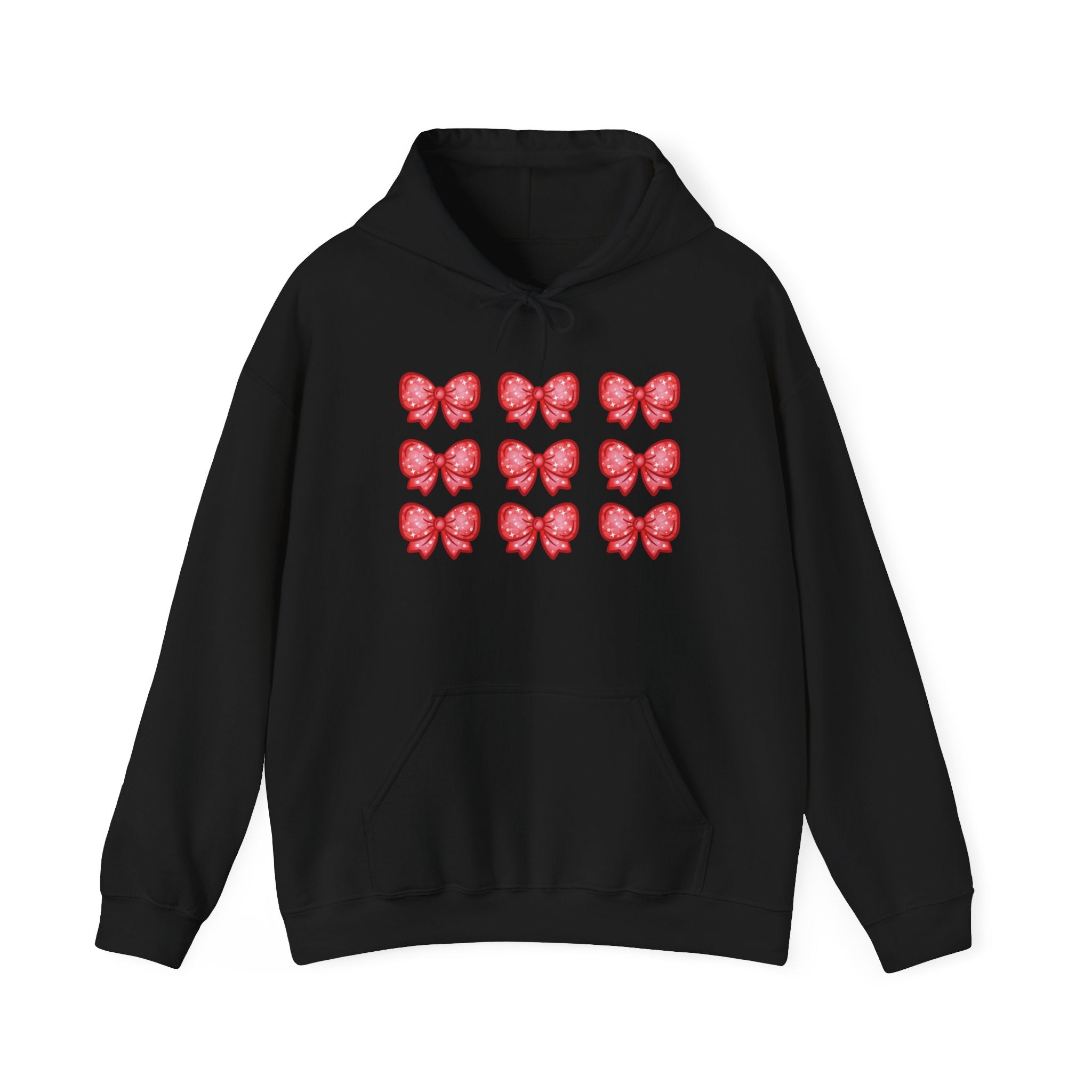 Glittery Red Bow Pattern Hoodie