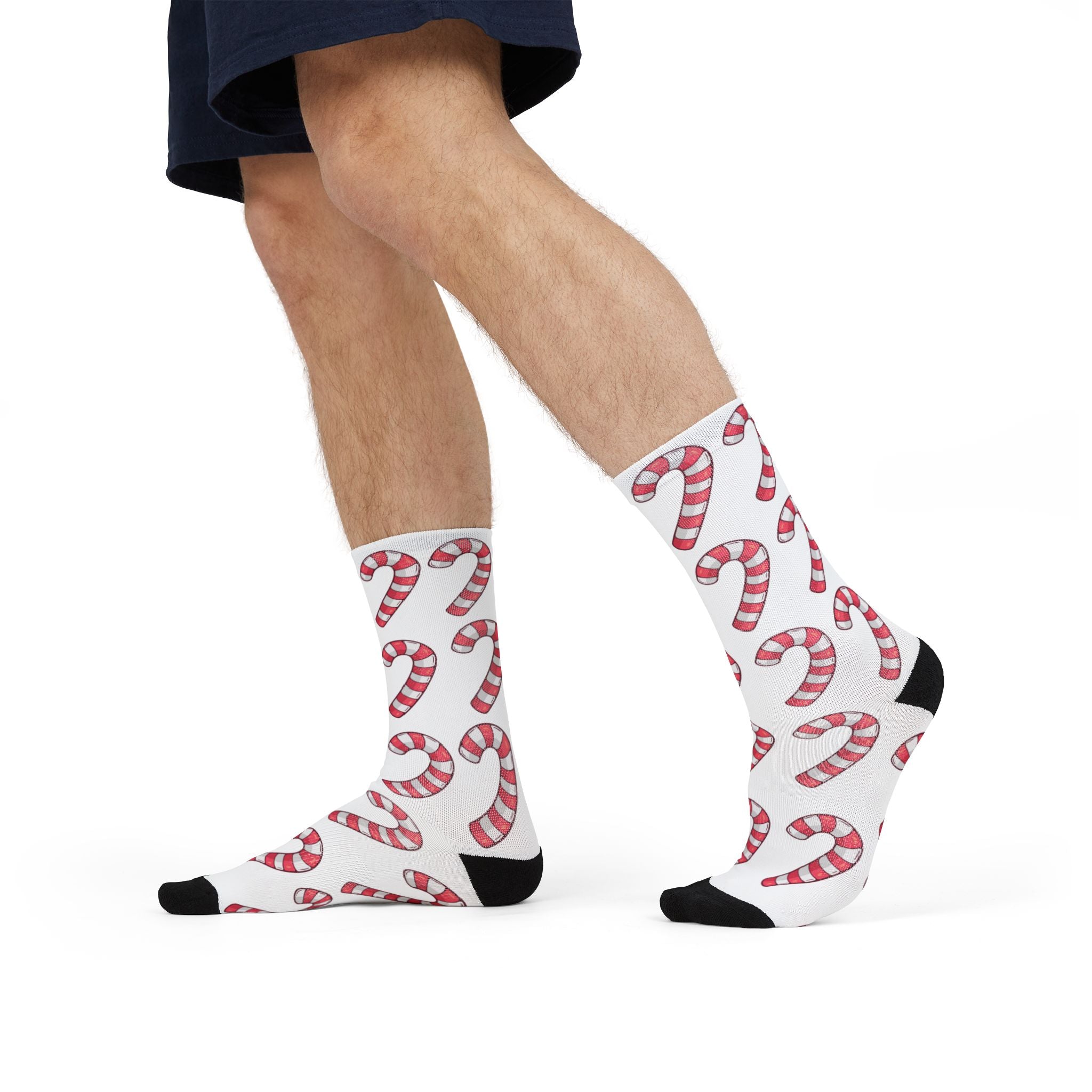 Candy Cane Pattern Sublimation Crew Socks