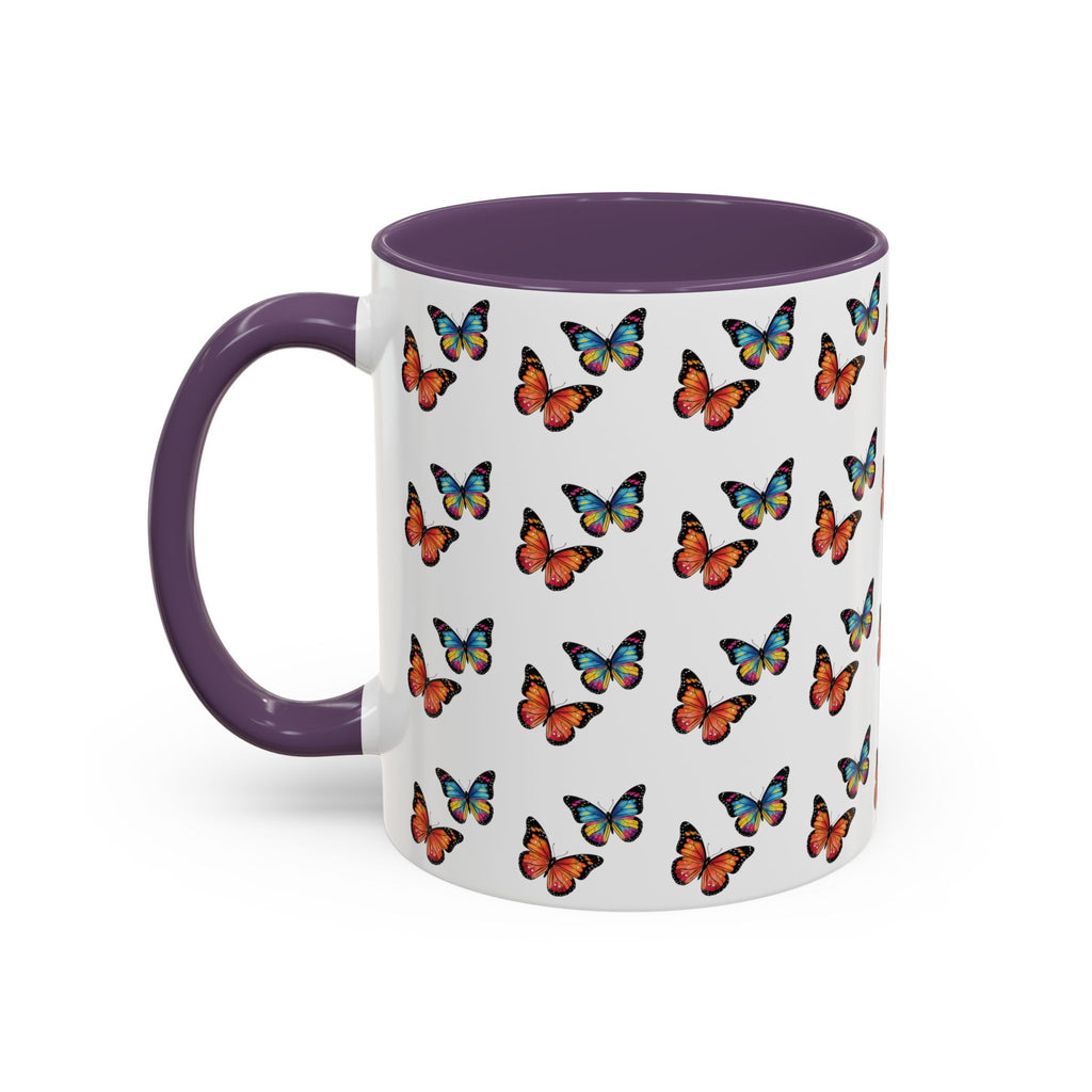 Butterfly Pattern Coffee Mug — Colorful Sunset Butterflies, 11/15oz