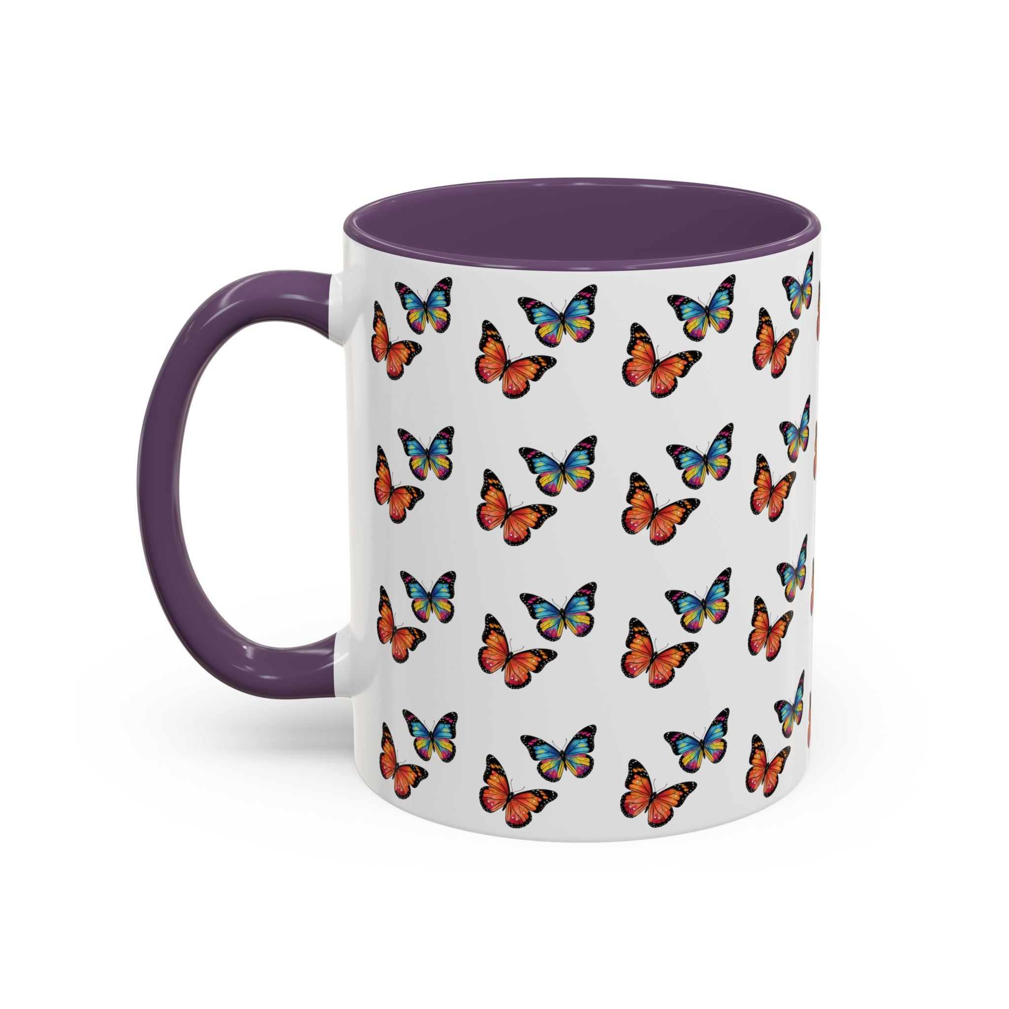 Butterfly Pattern Coffee Mug — Colorful Sunset Butterflies, 11/15oz