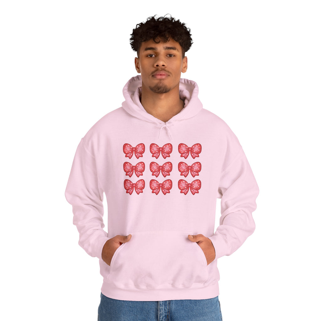 Glittery Red Bow Pattern Hoodie
