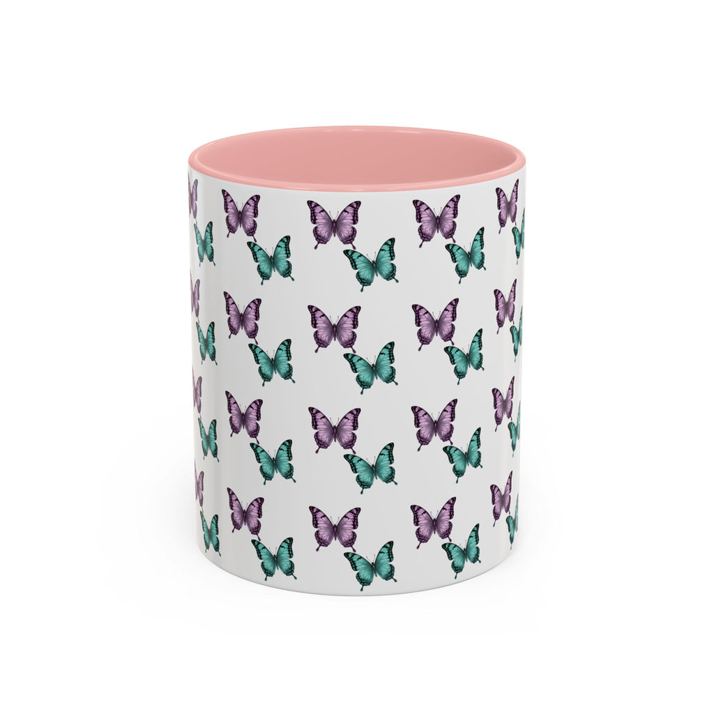 Butterfly Pattern Coffee Mug —  Purple & Turquoise Spring Ceramic Mug (11/15oz)