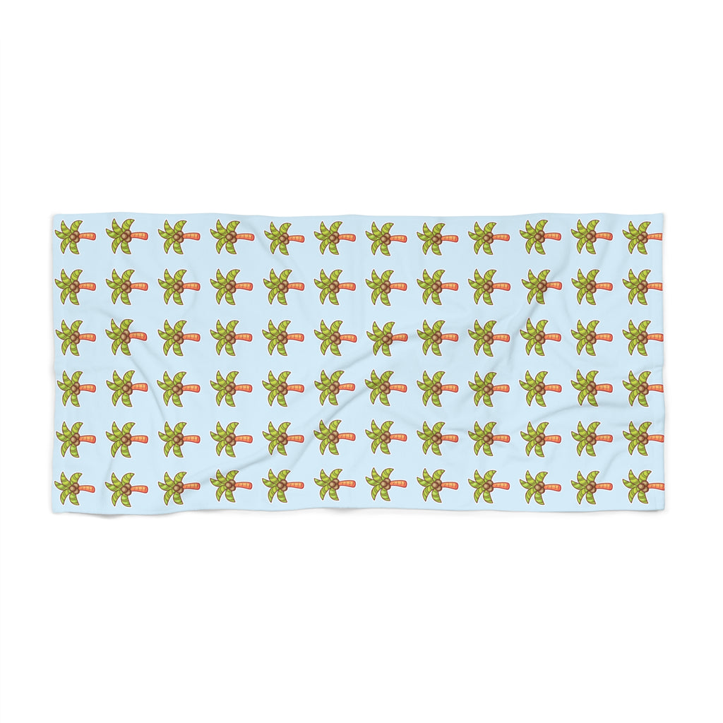 Coconut Palm Pattern Beach Towel — Tropical Summer Pool & Beach Towel - Light Blue