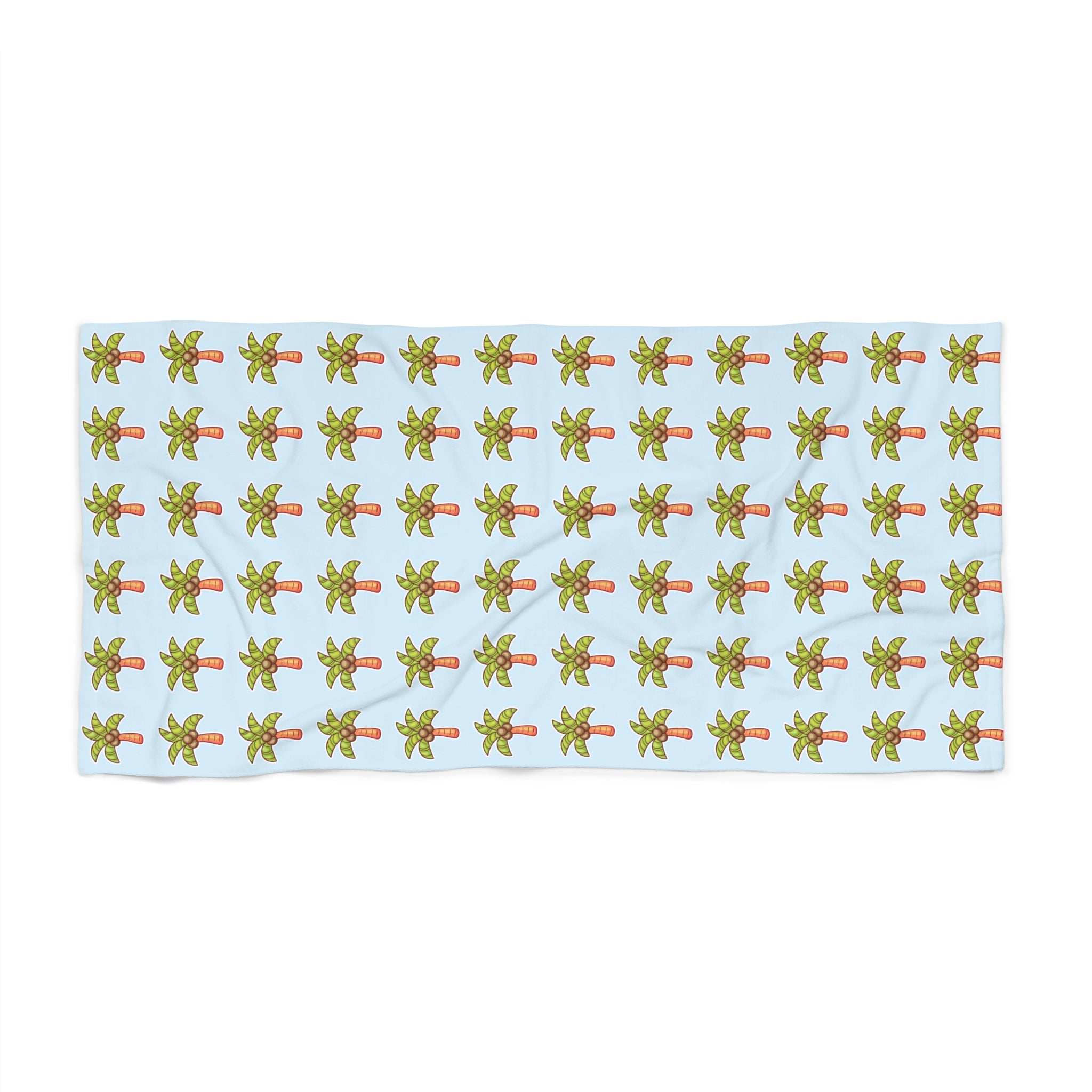 Coconut Palm Pattern Beach Towel — Tropical Summer Pool & Beach Towel - Light Blue