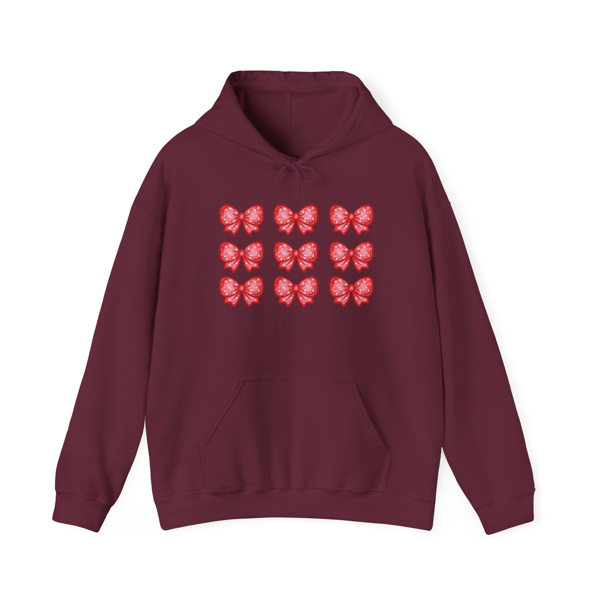 Glittery Red Bow Pattern Hoodie