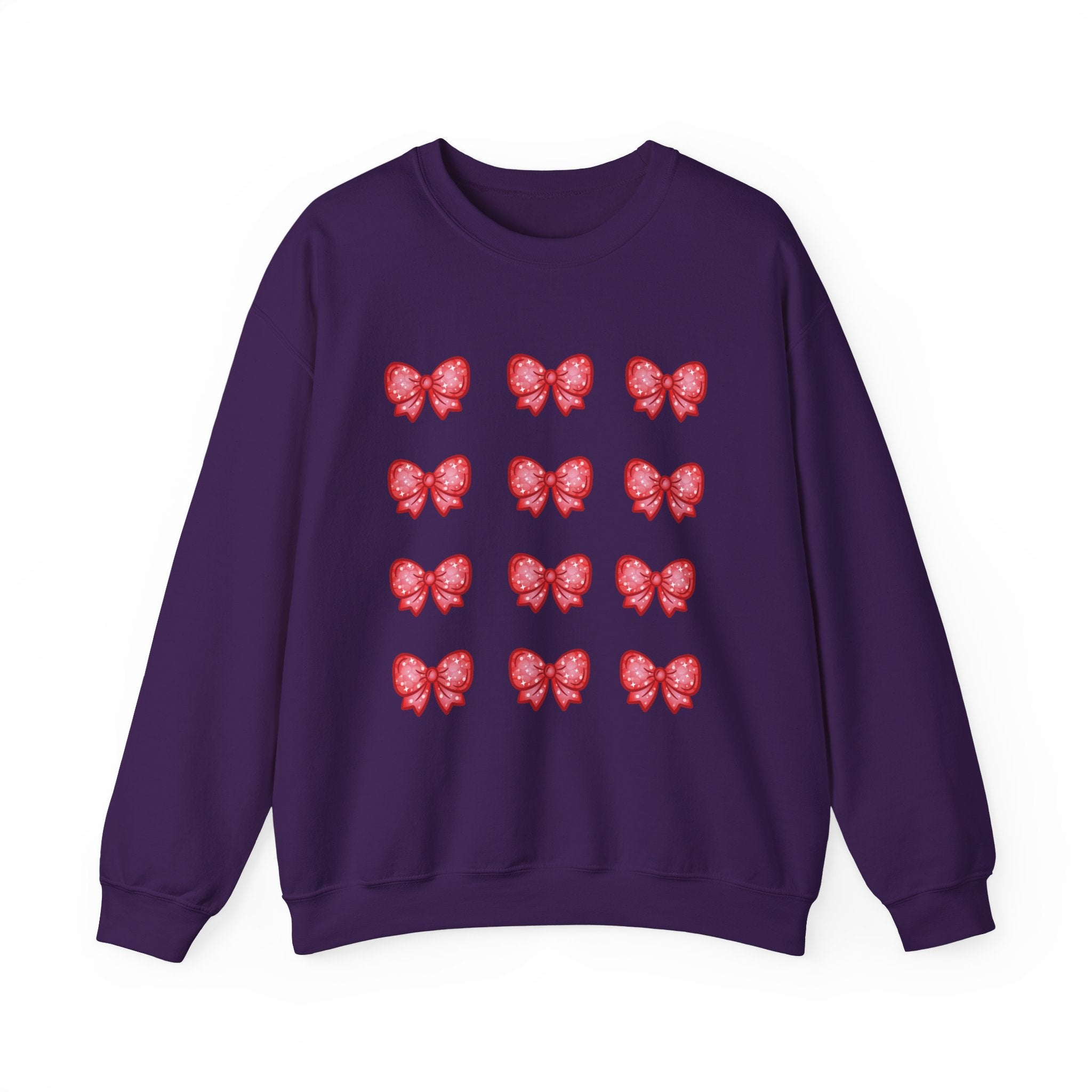 Glittery Red Bow Pattern Crewneck Sweatshirt