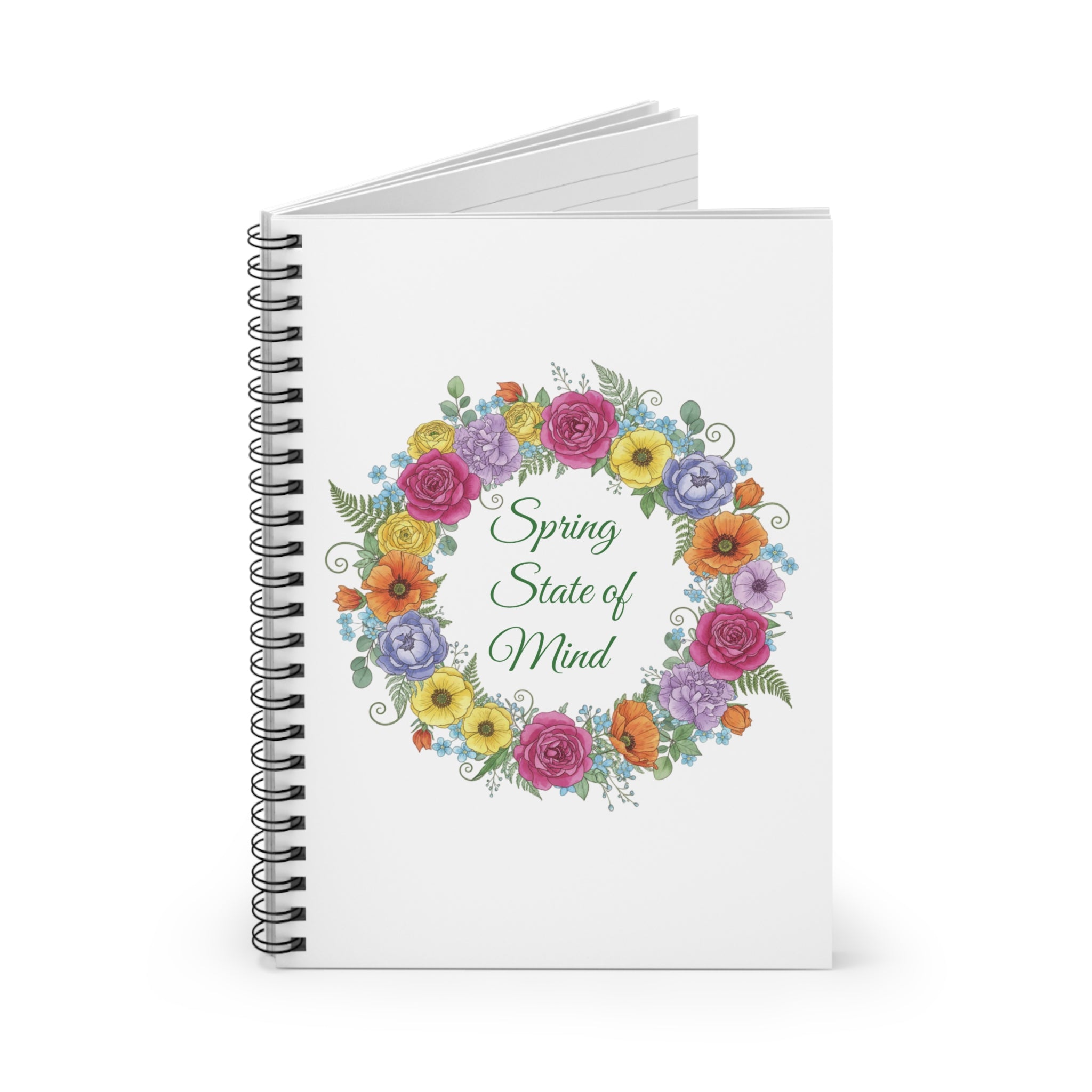 Spring State of Mind Floral Spiral Notebook - White Cover