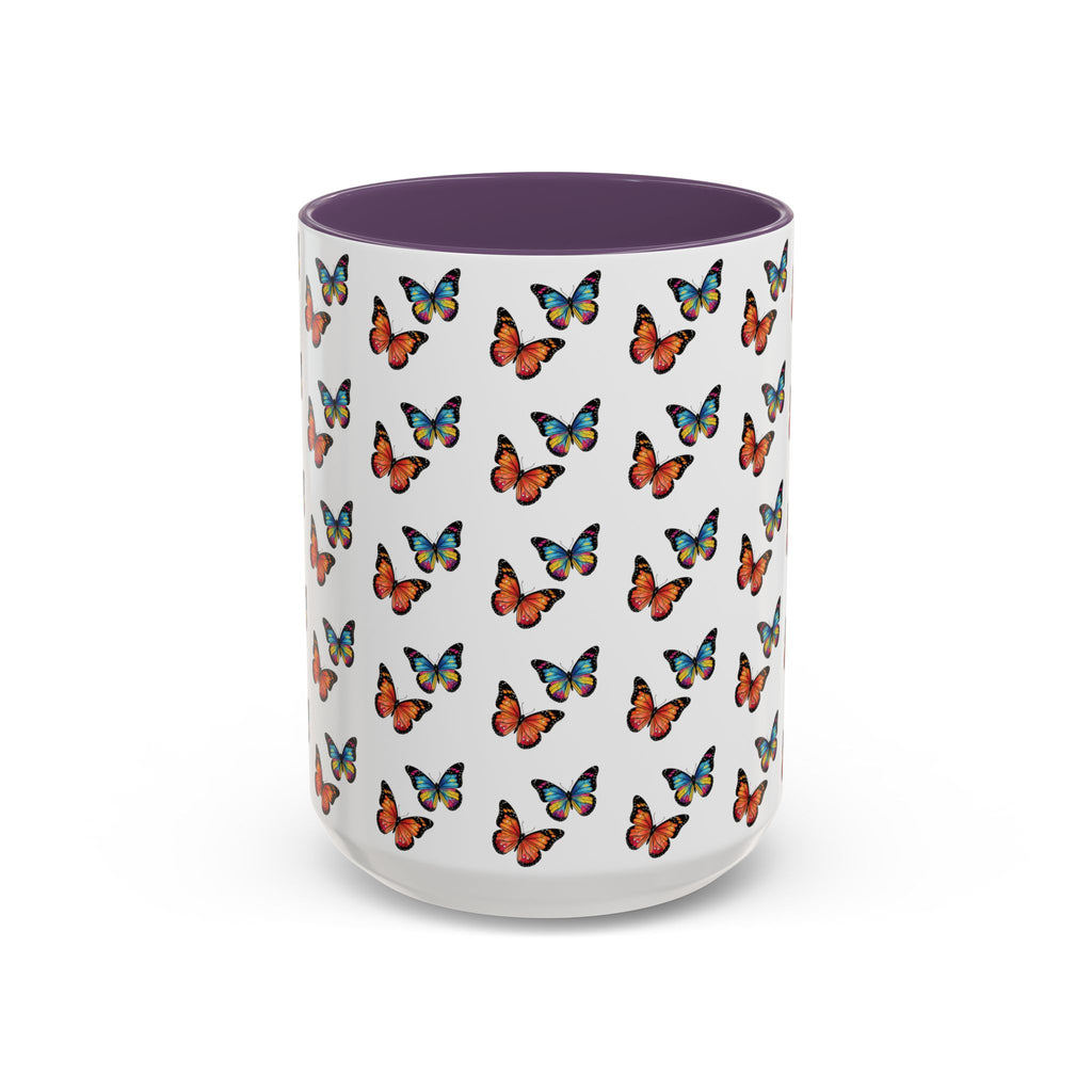 Butterfly Pattern Coffee Mug — Colorful Sunset Butterflies, 11/15oz