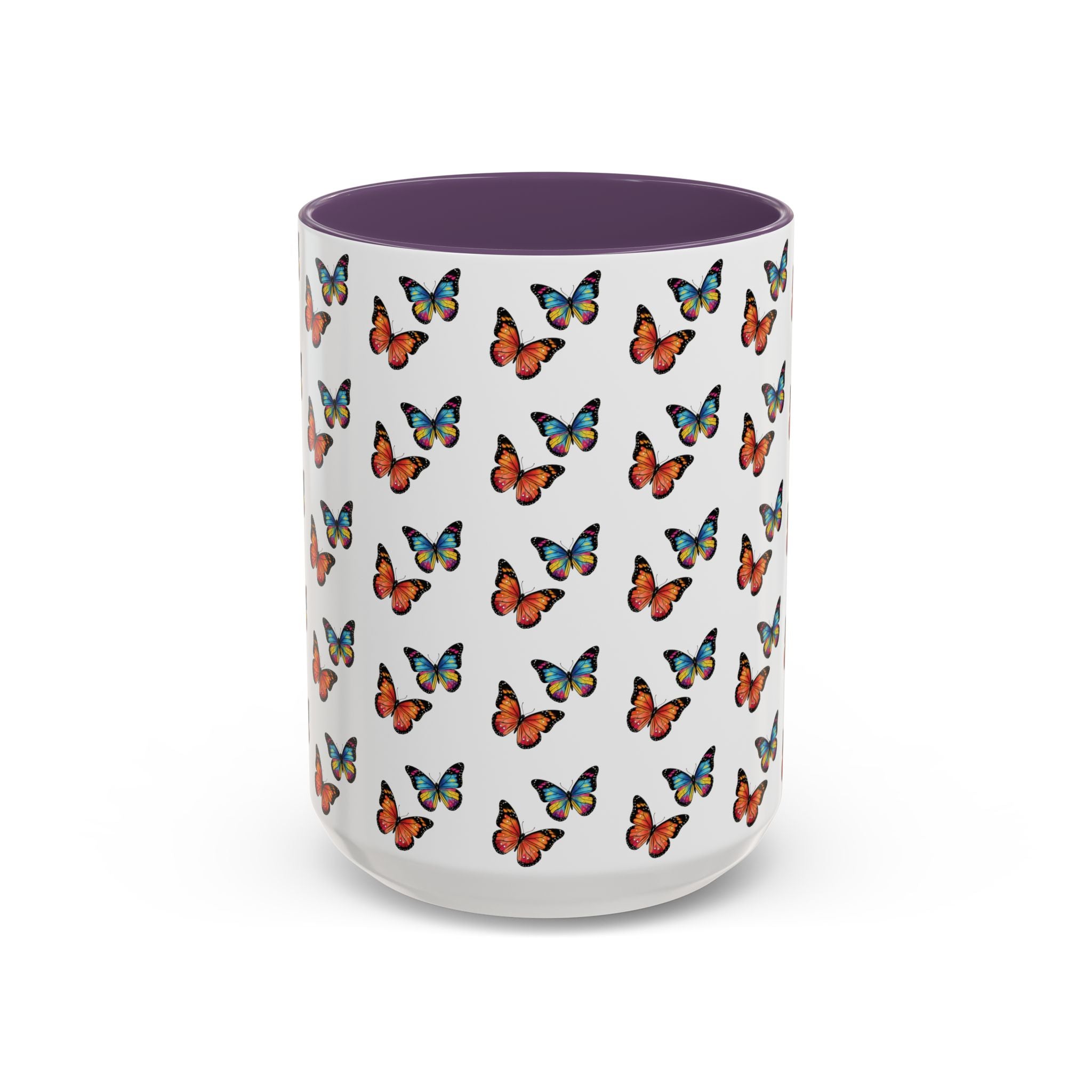 Butterfly Pattern Coffee Mug — Colorful Sunset Butterflies, 11/15oz