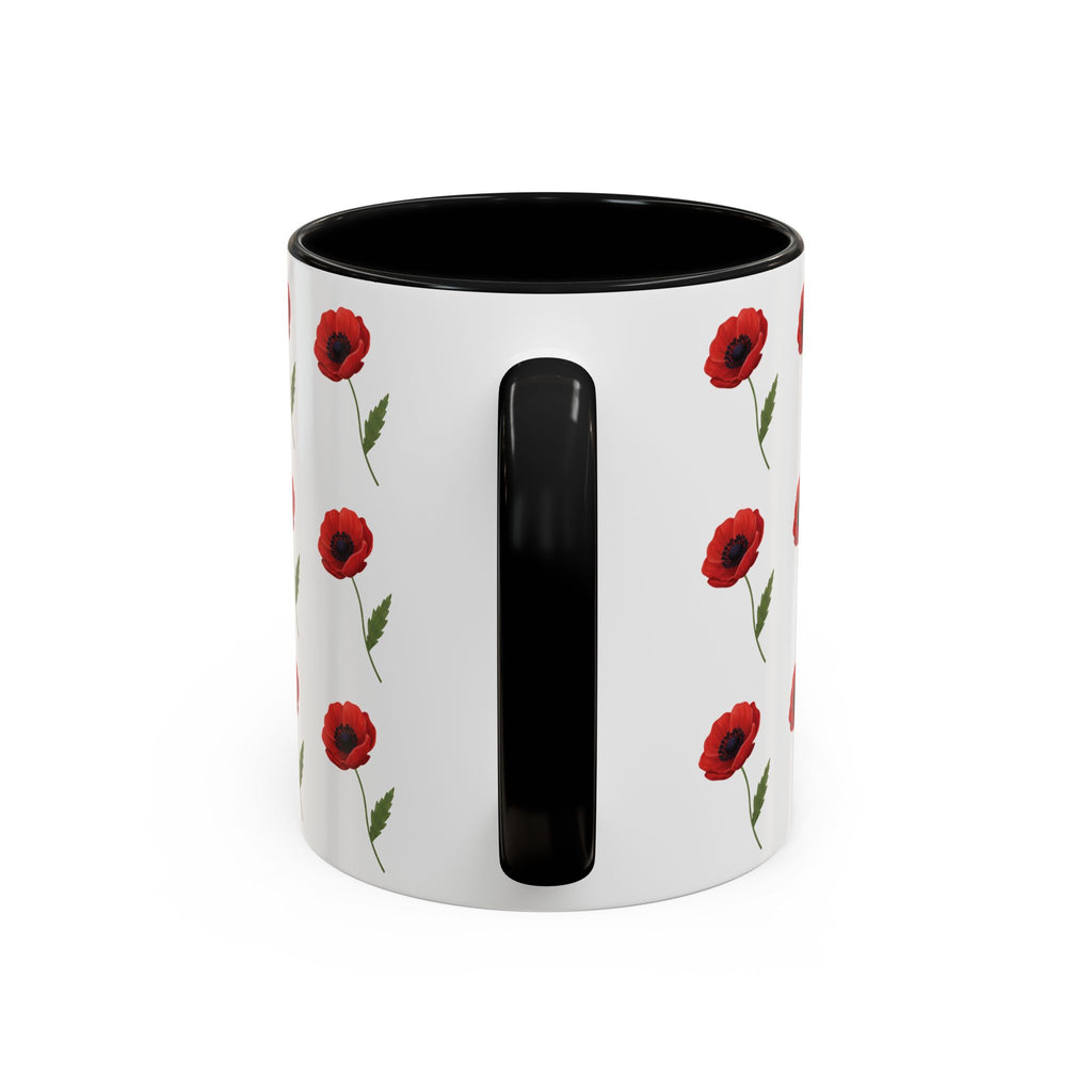 Poppy Pattern Coffee Mug — Red Floral Ceramic 11/15oz