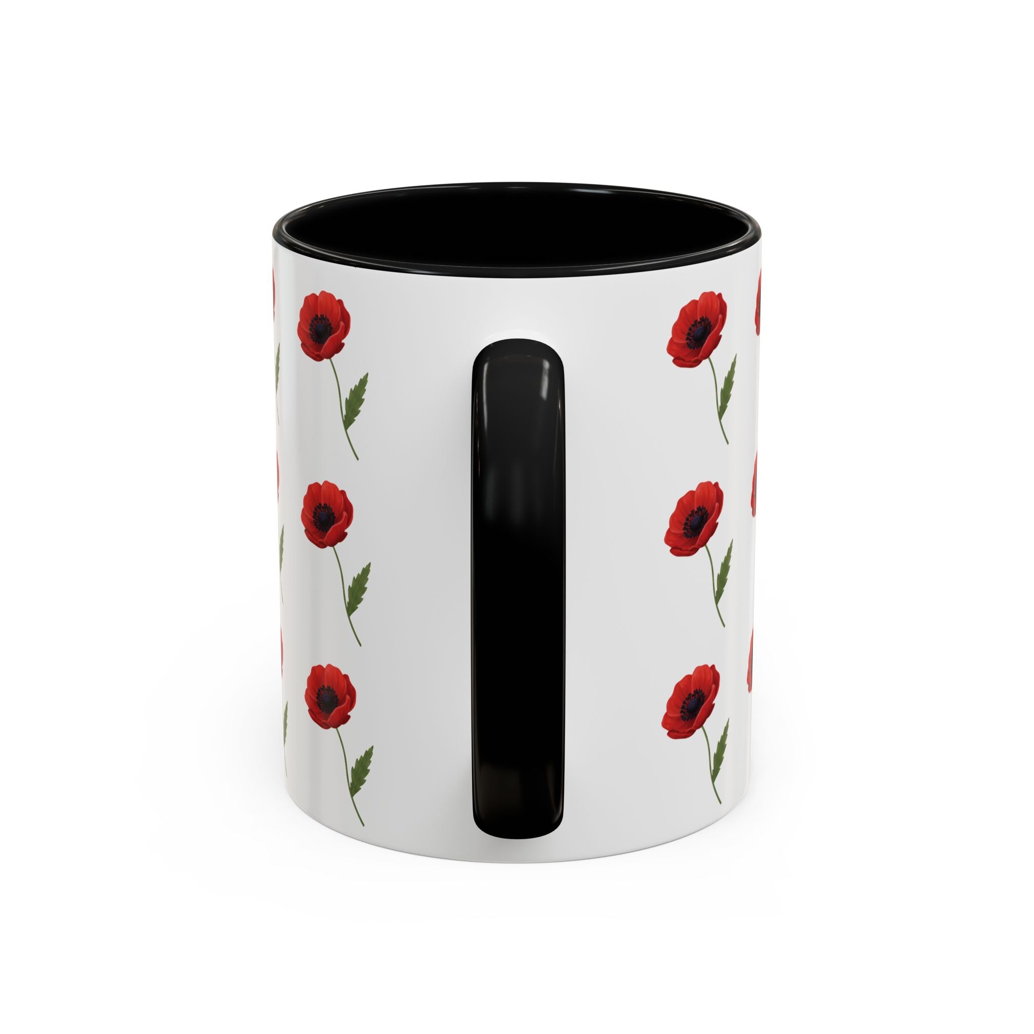Poppy Pattern Coffee Mug — Red Floral Ceramic 11/15oz
