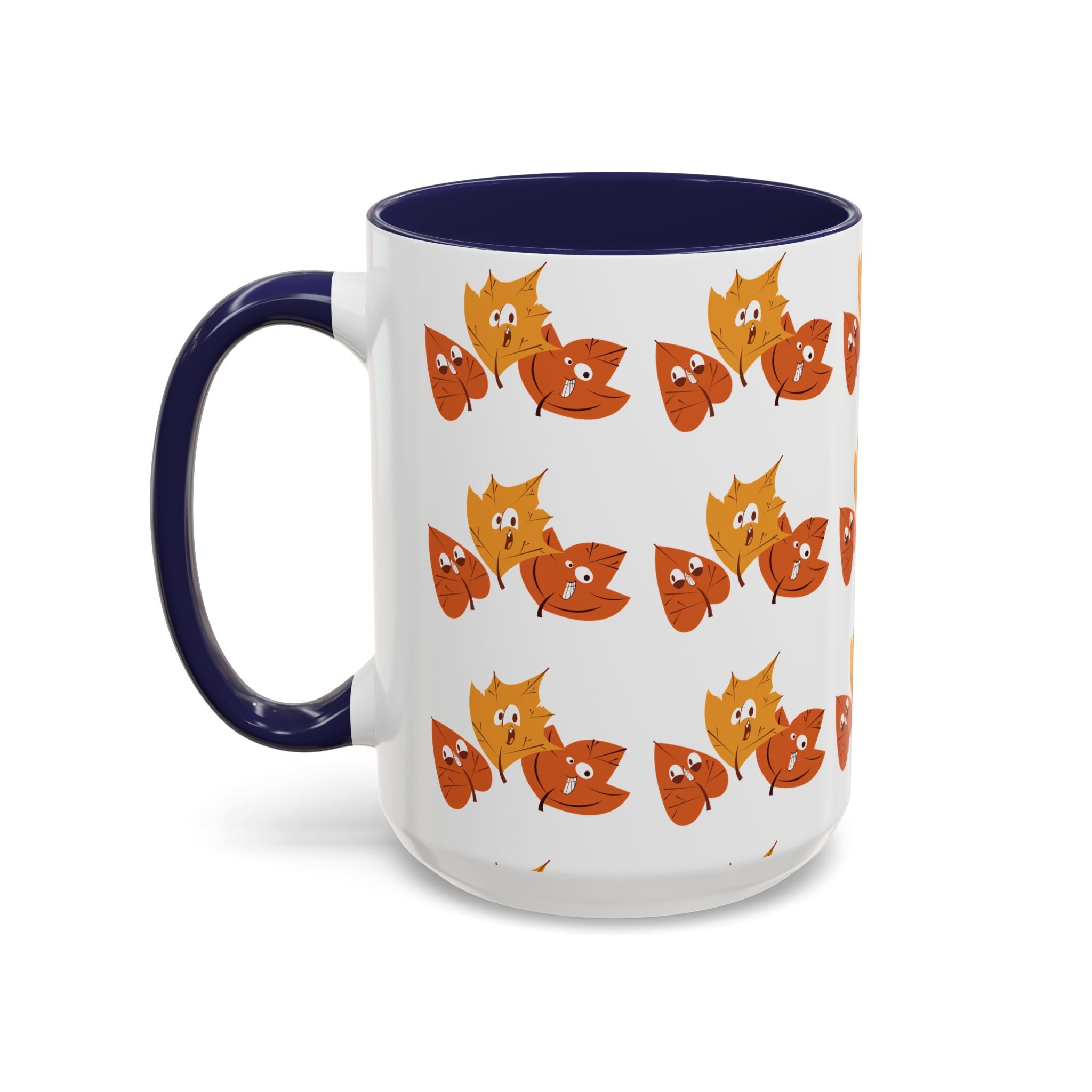 Smiley Autumn Leaves Accent Coffee Mug (11, 15oz)