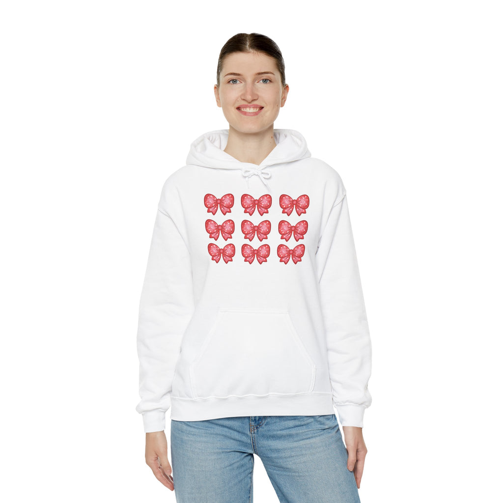 Glittery Red Bow Pattern Hoodie