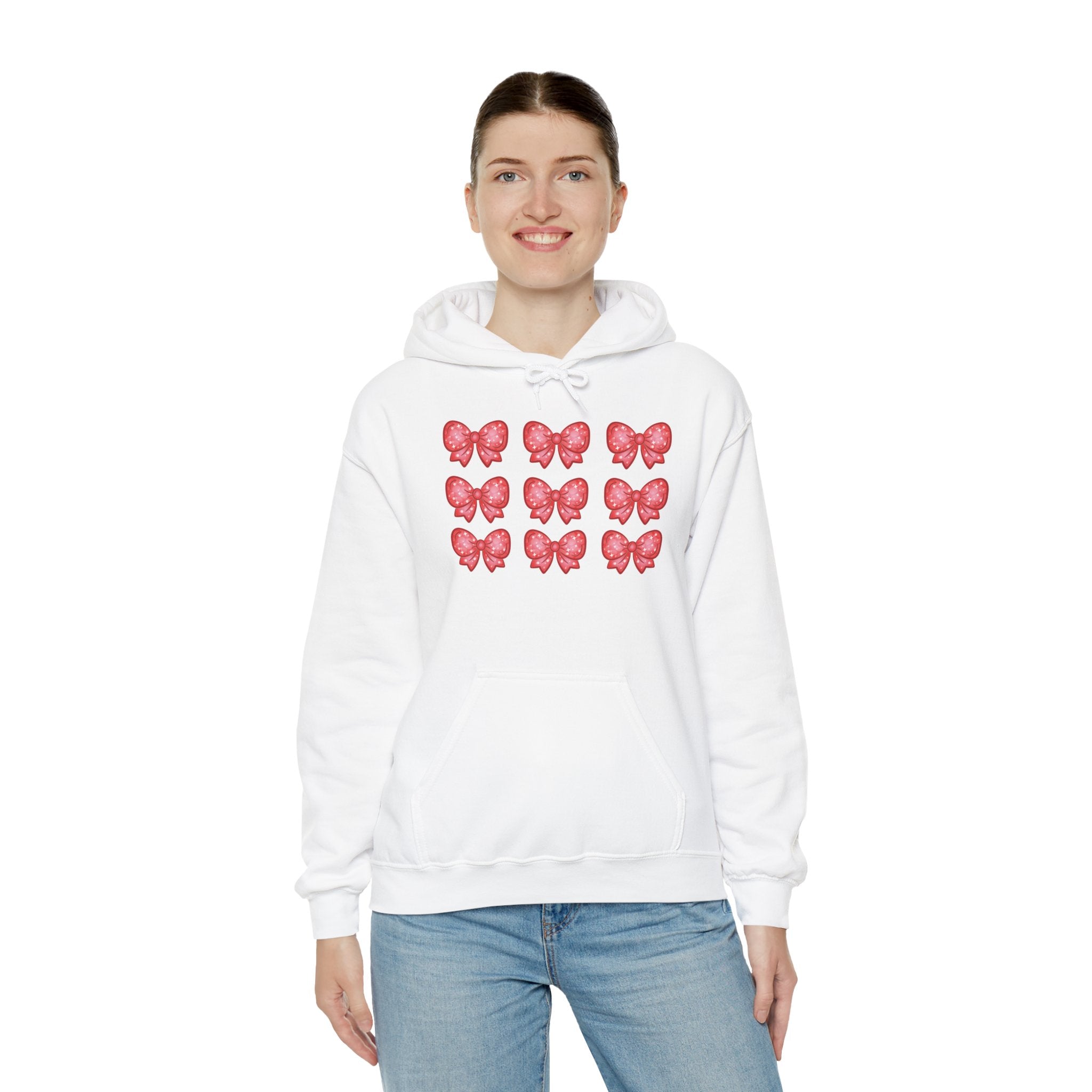 Glittery Red Bow Pattern Hoodie