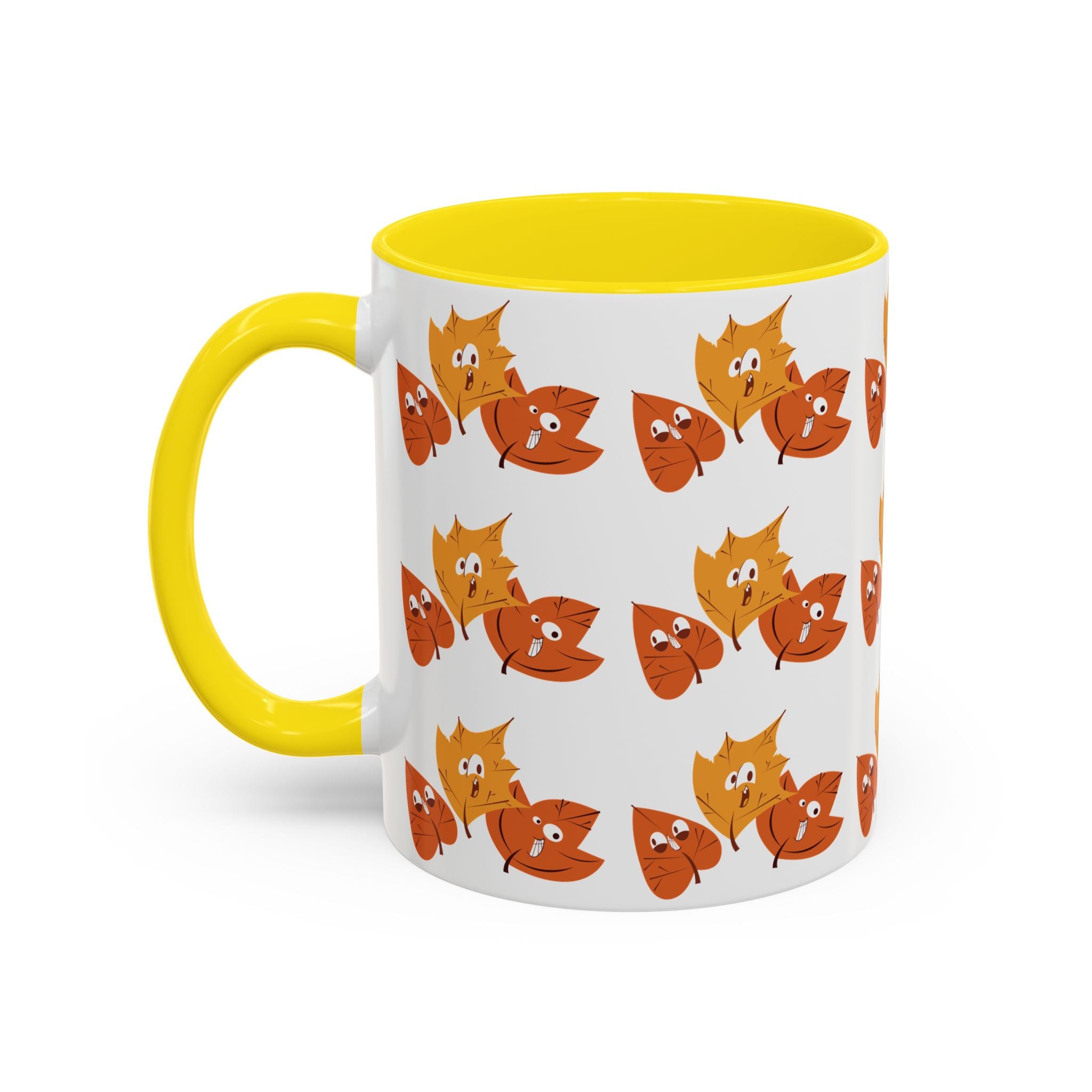 Smiley Autumn Leaves Accent Coffee Mug (11, 15oz)