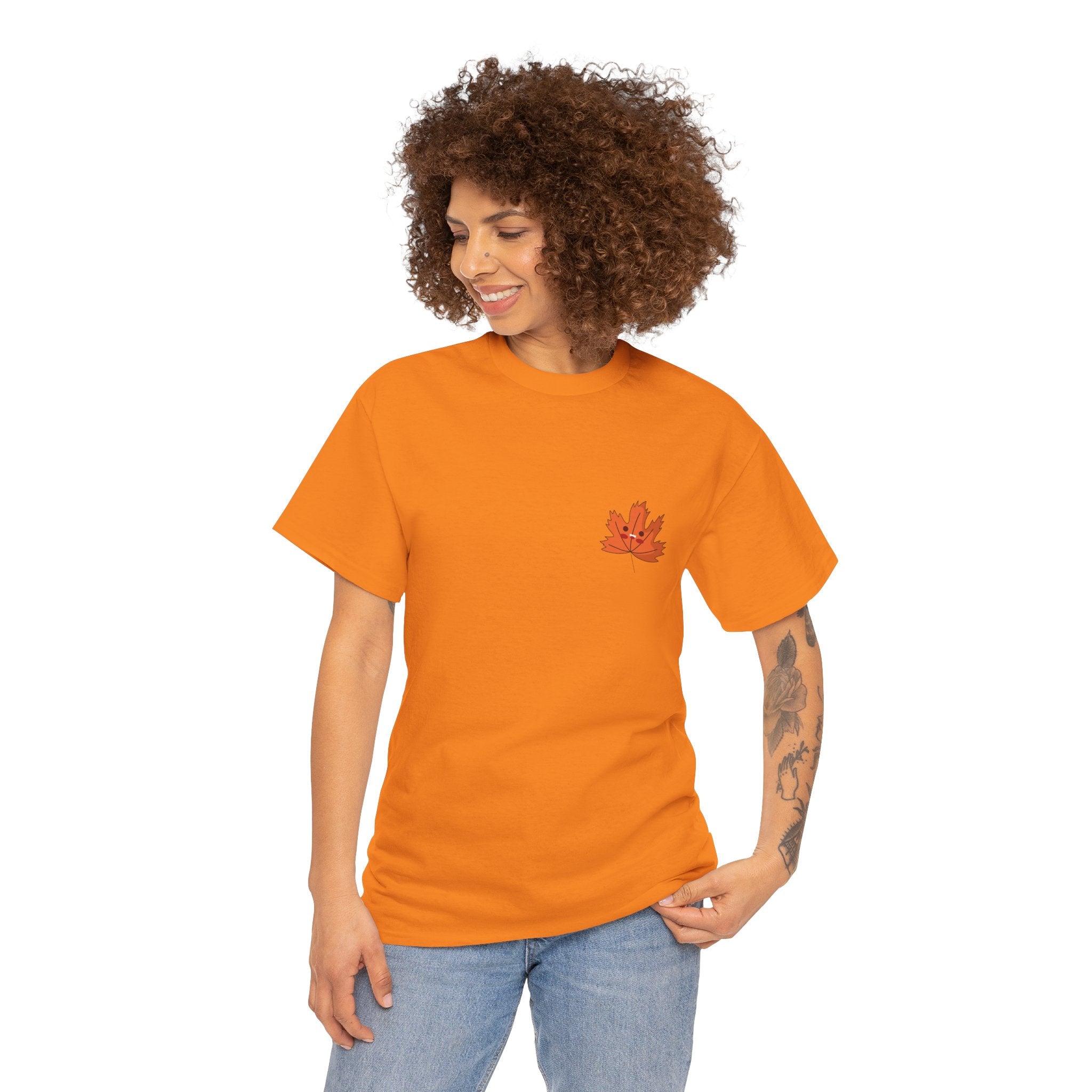 Cute Autumn Leaf Unisex Heavy Cotton Tee