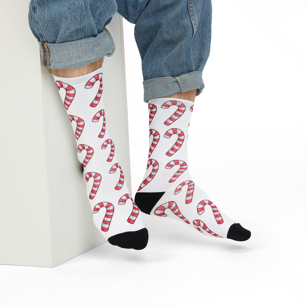 Candy Cane Pattern Sublimation Crew Socks