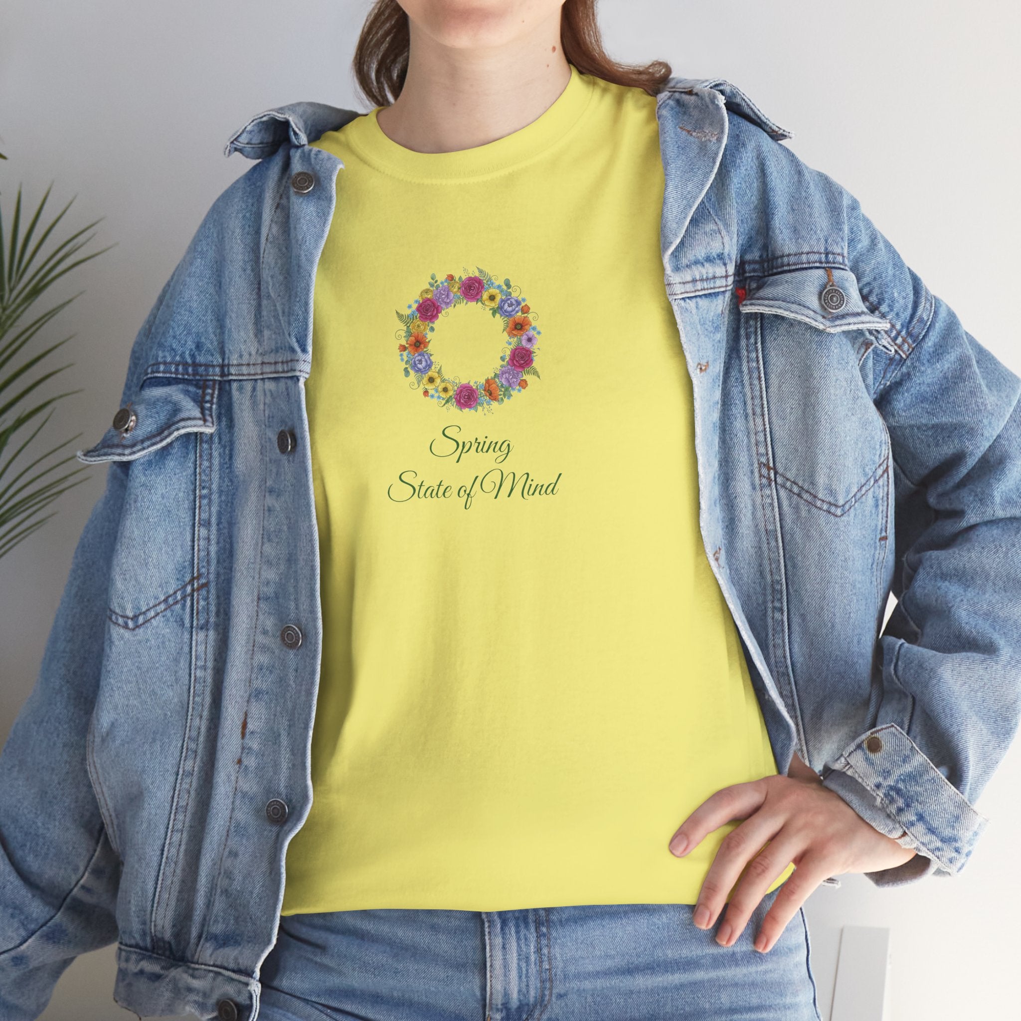 ''Spring State of Mind'' T-Shirt - Floral Wreath Spring Tee
