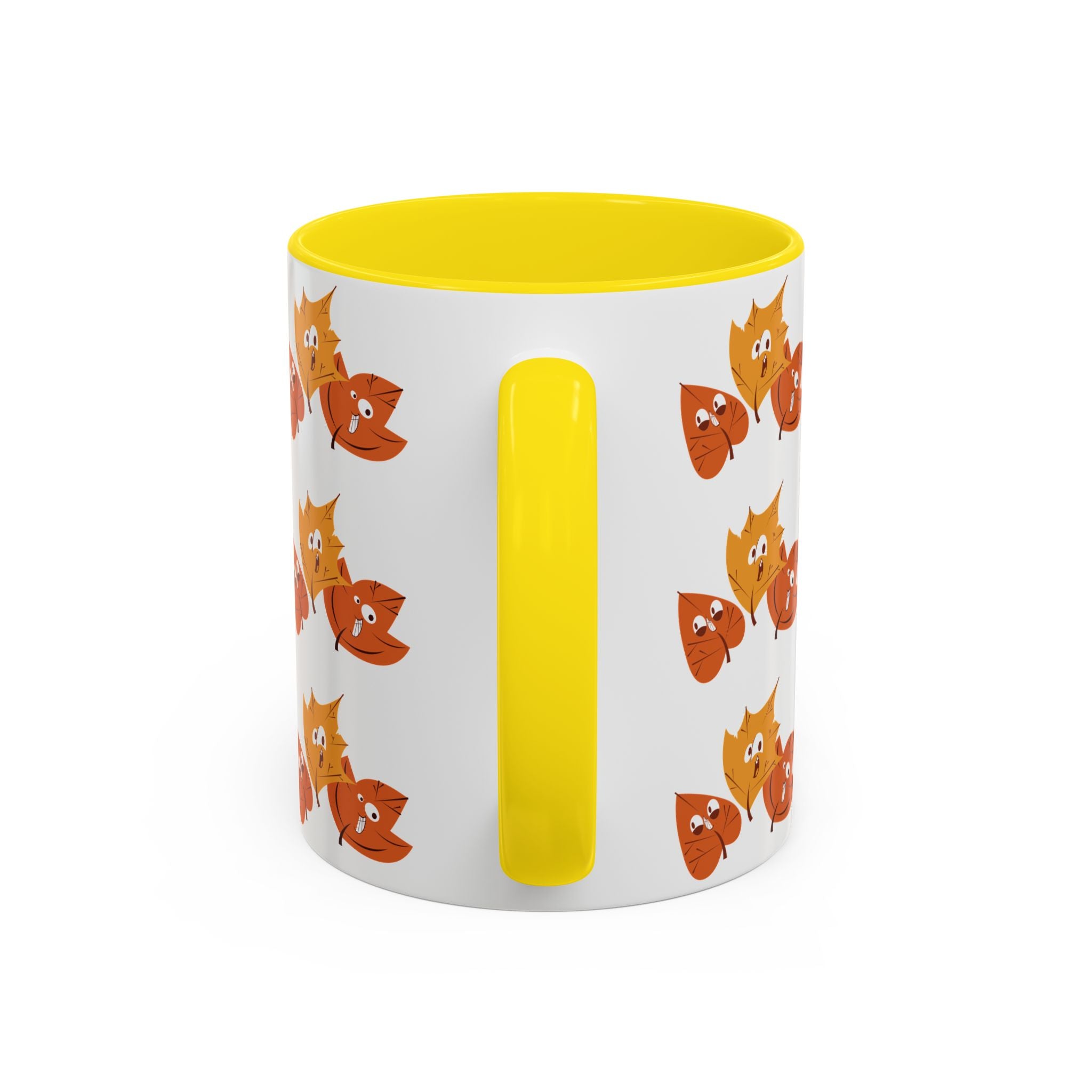 Smiley Autumn Leaves Accent Coffee Mug (11, 15oz)