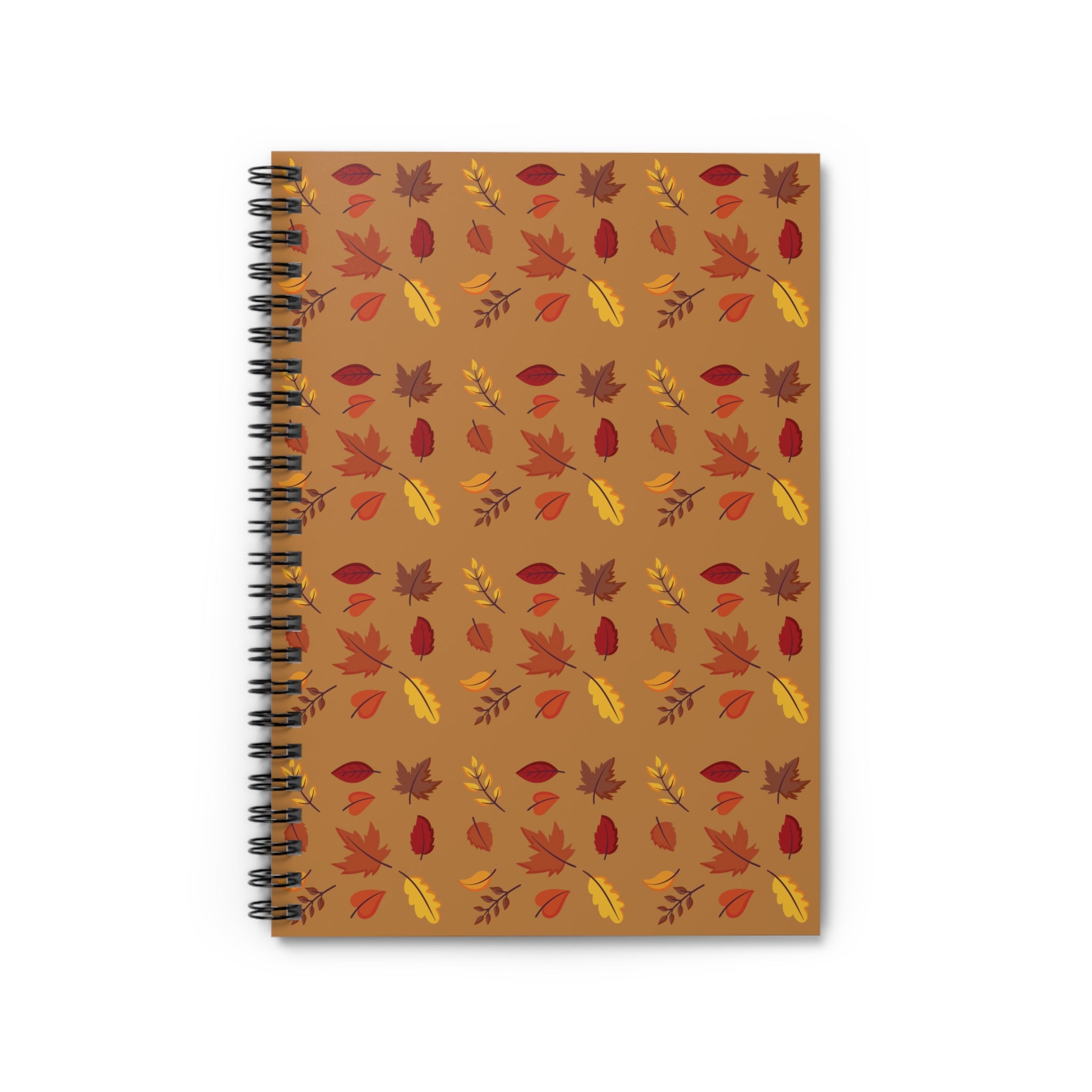 Autumn Leaves Spiral Notebook - Ruled Line Brown