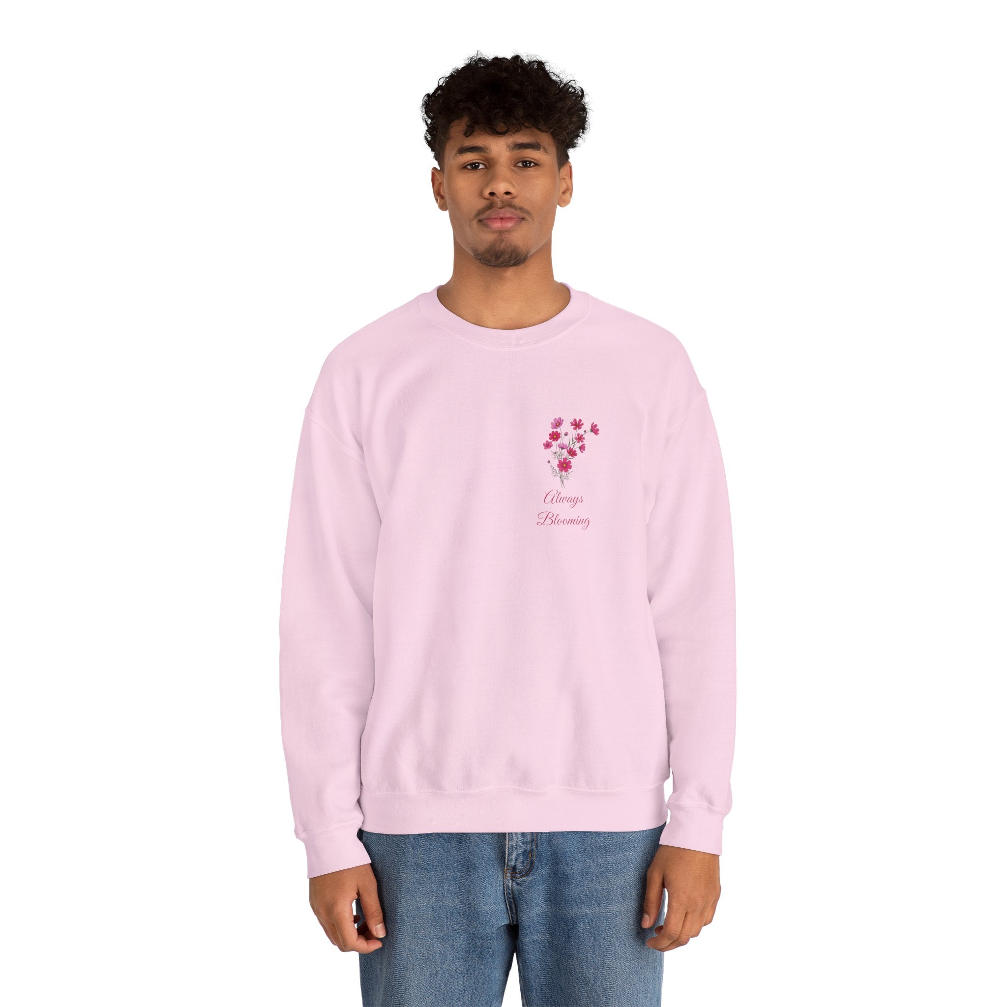 'Always Blooming' Sweatshirt —  Pink Blossom Design Crewneck Sweathsirt