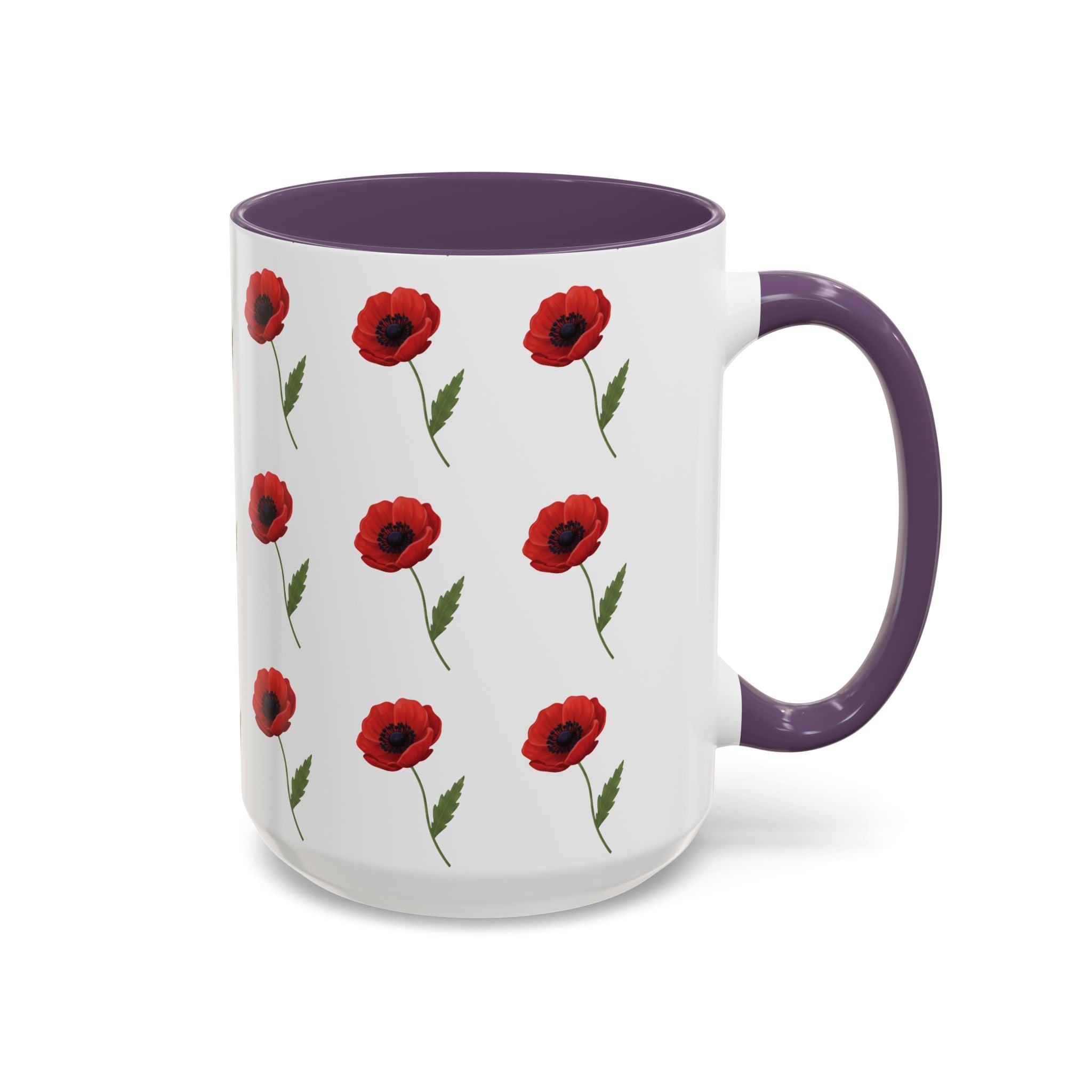Poppy Pattern Coffee Mug — Red Floral Ceramic 11/15oz