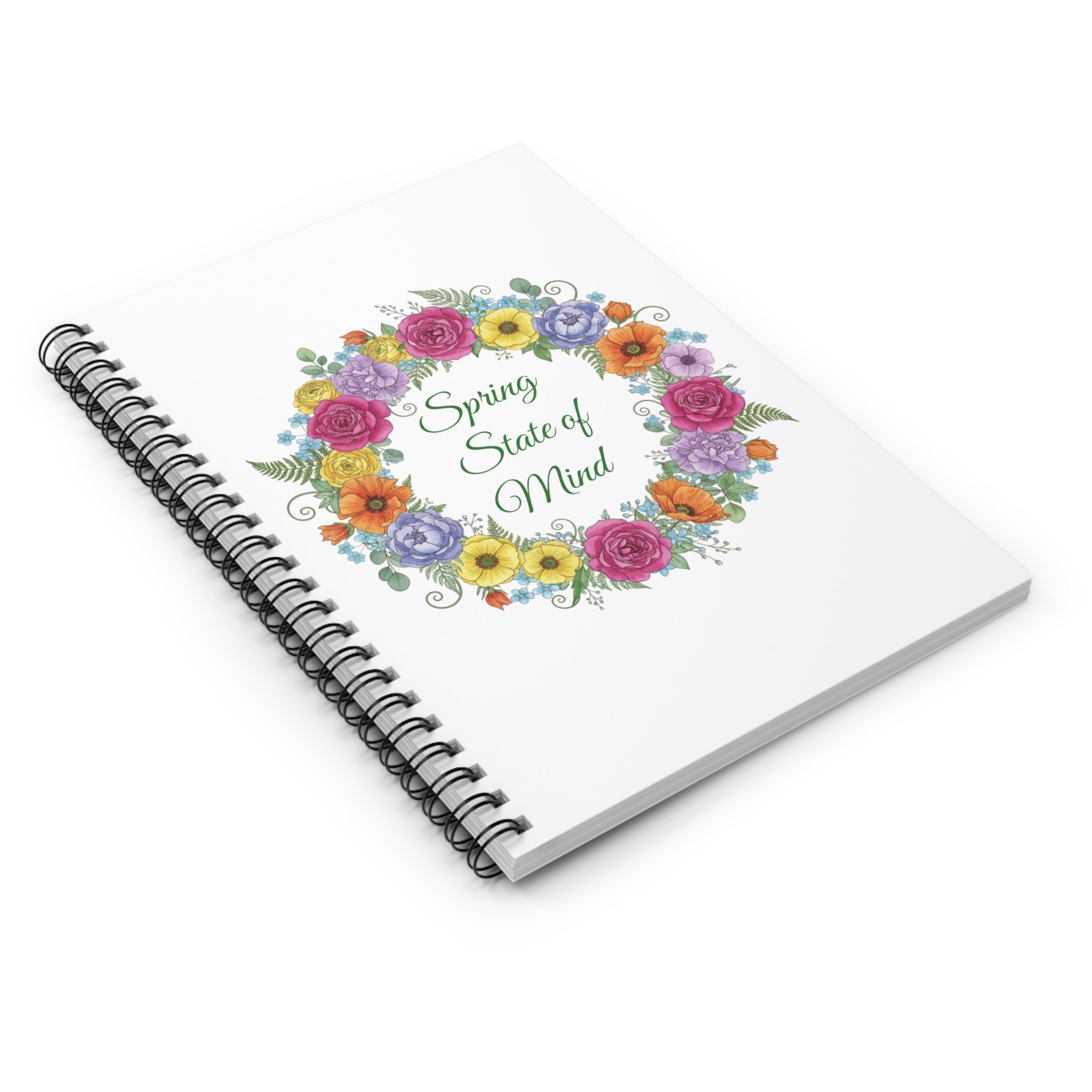 Spring State of Mind Floral Spiral Notebook - White Cover