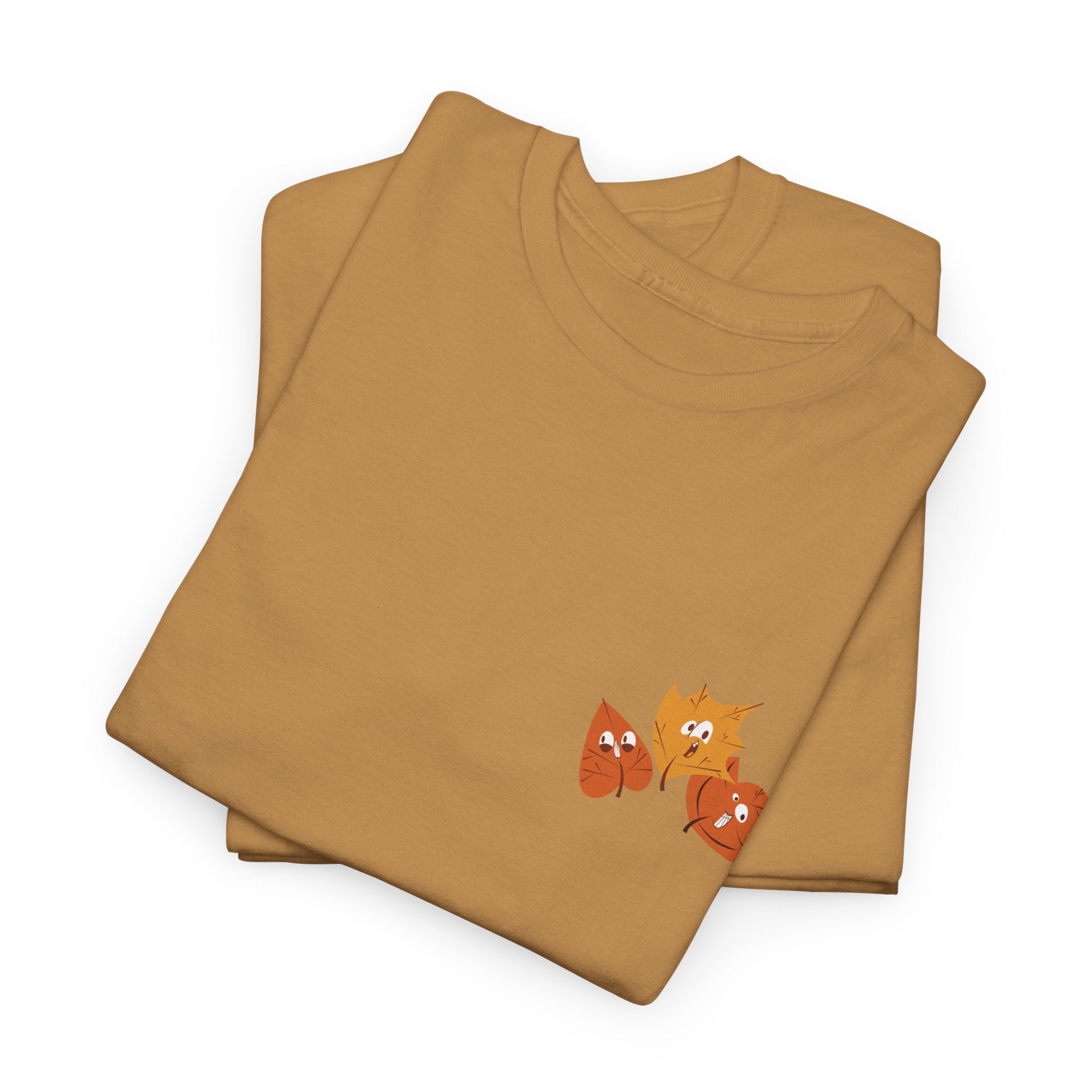 Smiley Autumn Leaves Unisex Heavy Cotton Tee