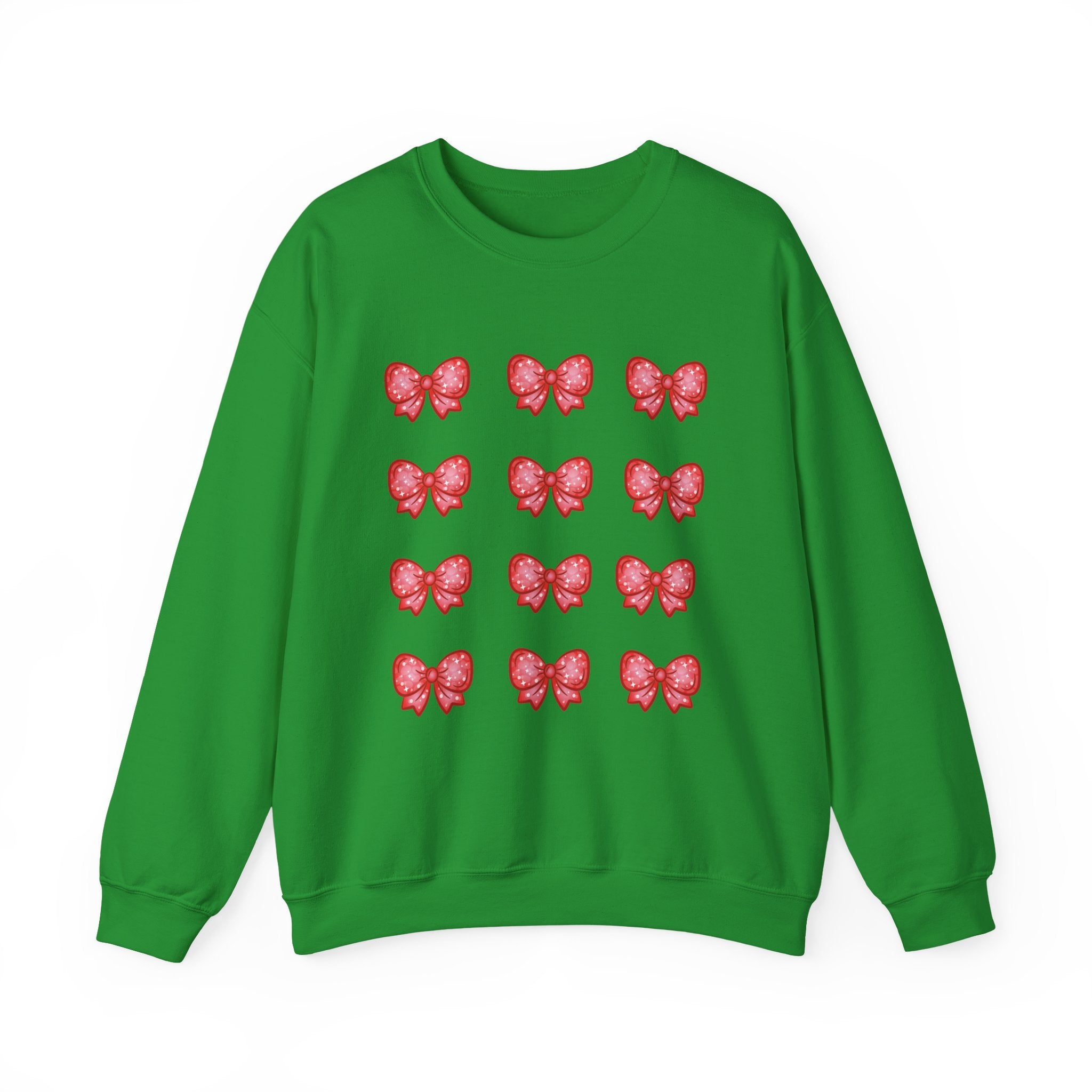 Glittery Red Bow Pattern Crewneck Sweatshirt