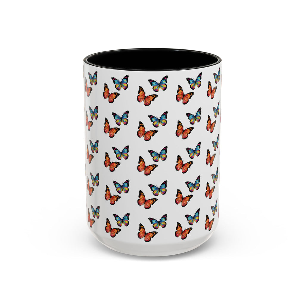 Butterfly Pattern Coffee Mug — Colorful Sunset Butterflies, 11/15oz