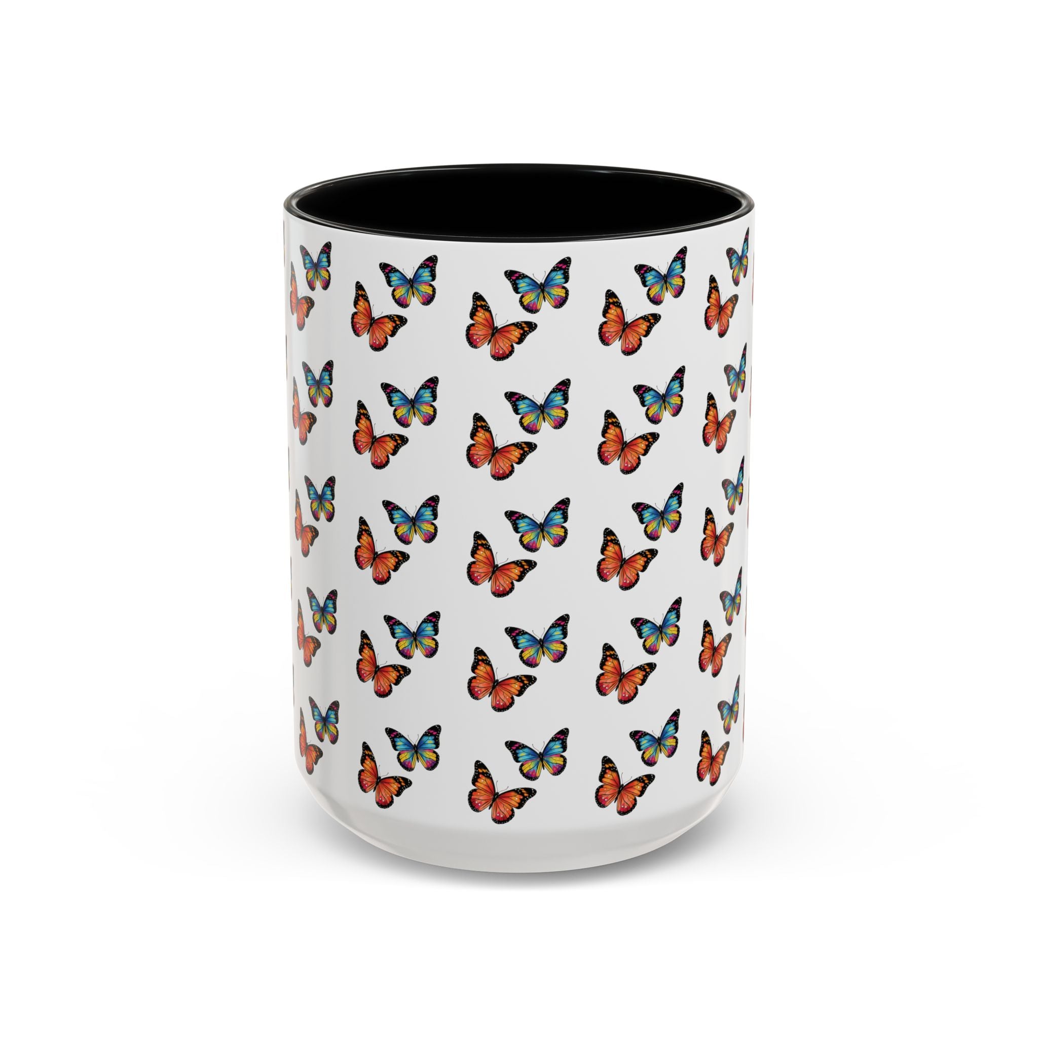 Butterfly Pattern Coffee Mug — Colorful Sunset Butterflies, 11/15oz