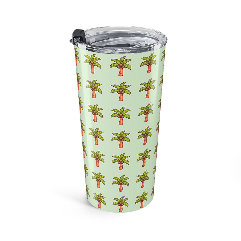 Palm Tree Pattern Tumbler — Tropical Travel Coffee Cup - Mint