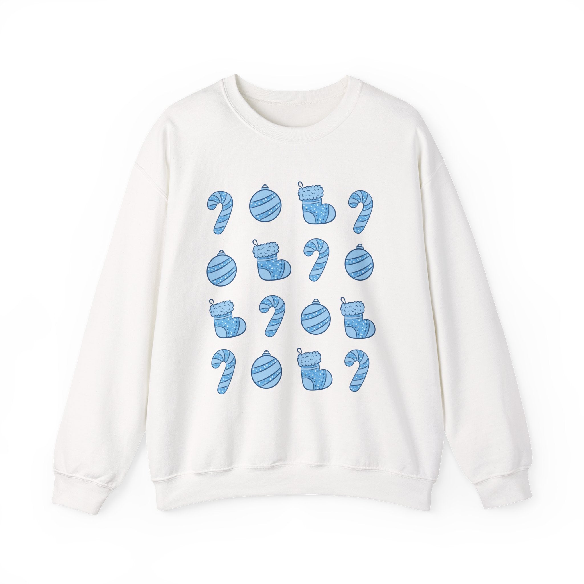 Glittery Blue Holiday Pattern Crewneck Sweatshirt