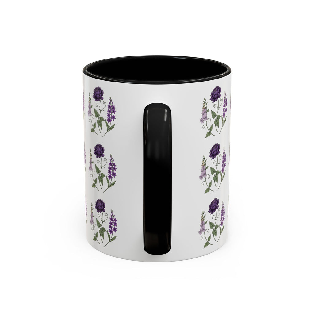 Purple Flowers Coffee Mug — Vintage Floral Cup — 11/15oz