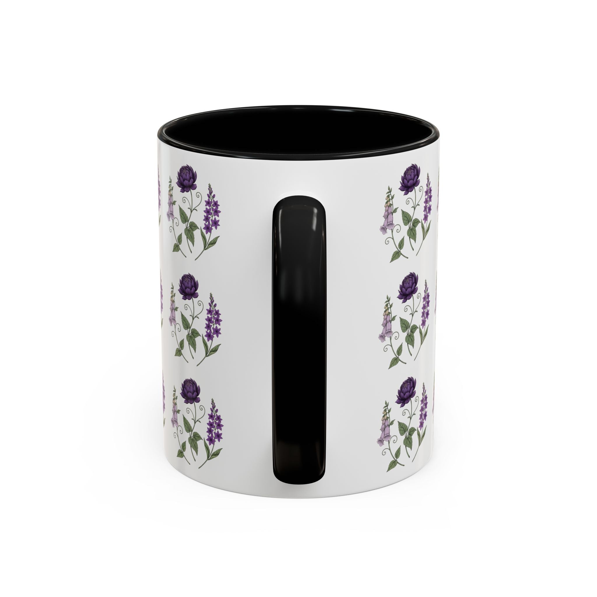 Purple Flowers Coffee Mug — Vintage Floral Cup — 11/15oz