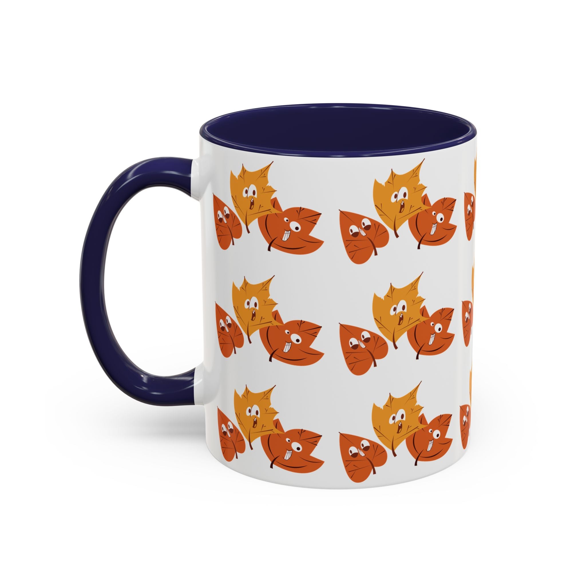 Smiley Autumn Leaves Accent Coffee Mug (11, 15oz)
