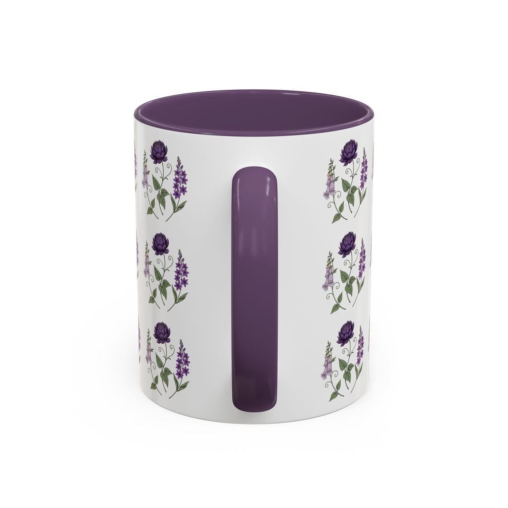 Purple Flowers Coffee Mug — Vintage Floral Cup — 11/15oz