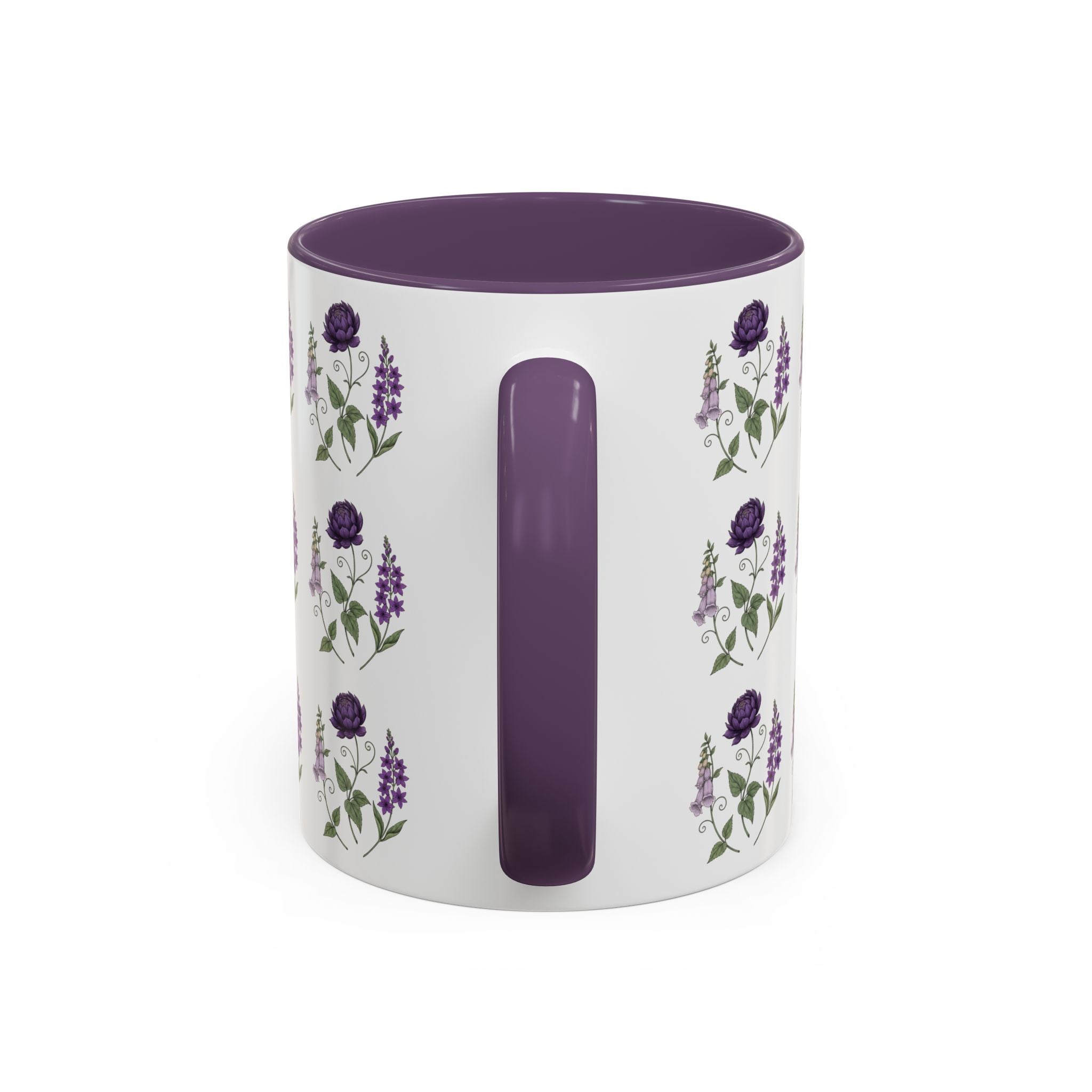 Purple Flowers Coffee Mug — Vintage Floral Cup — 11/15oz