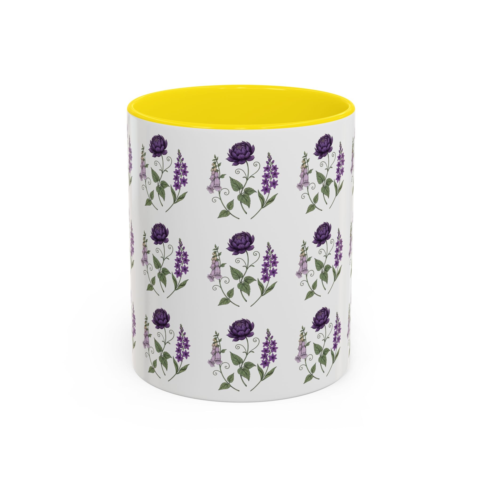Purple Flowers Coffee Mug — Vintage Floral Cup — 11/15oz