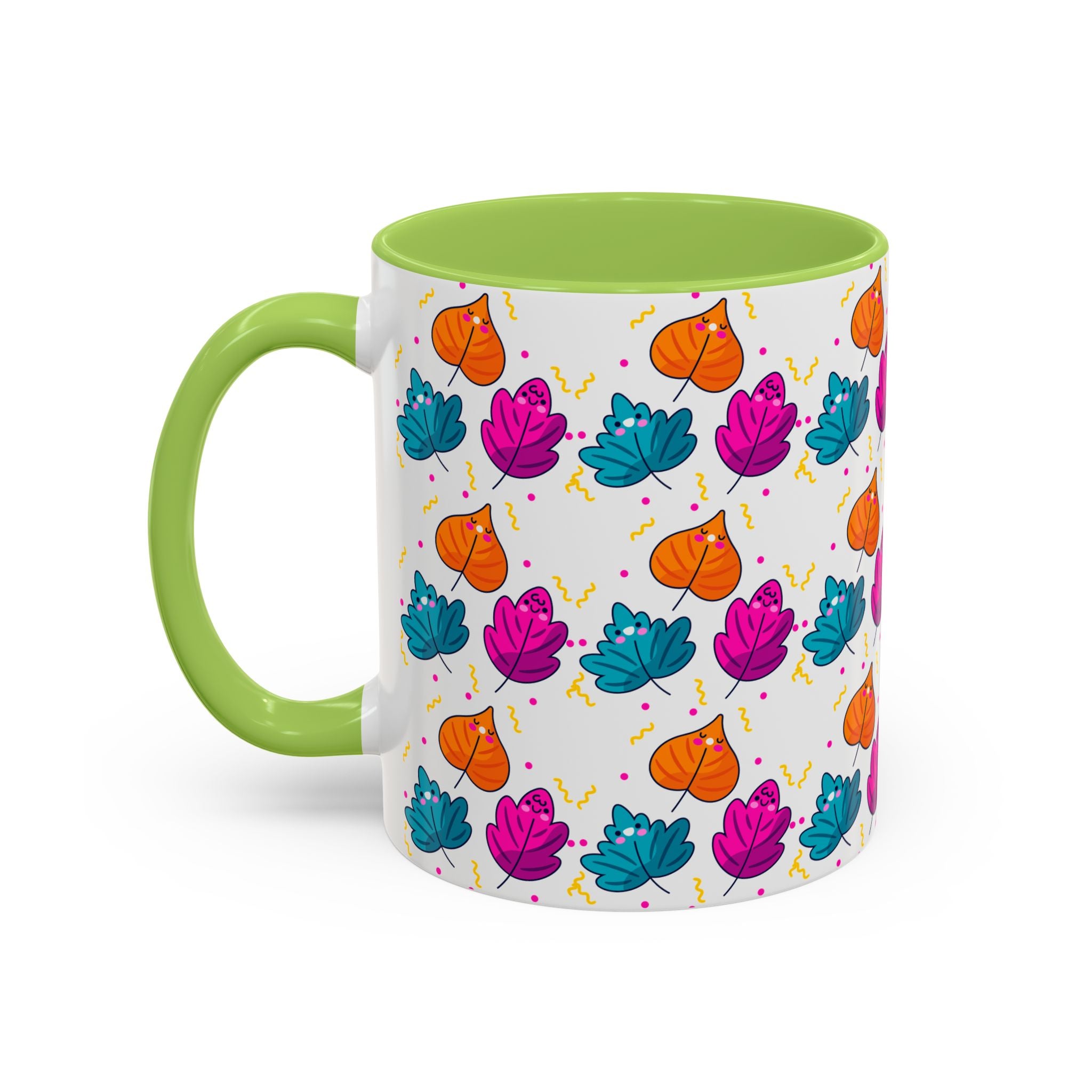 Bright Vibrant Leaves Accent Coffee Mug (11, 15 oz)