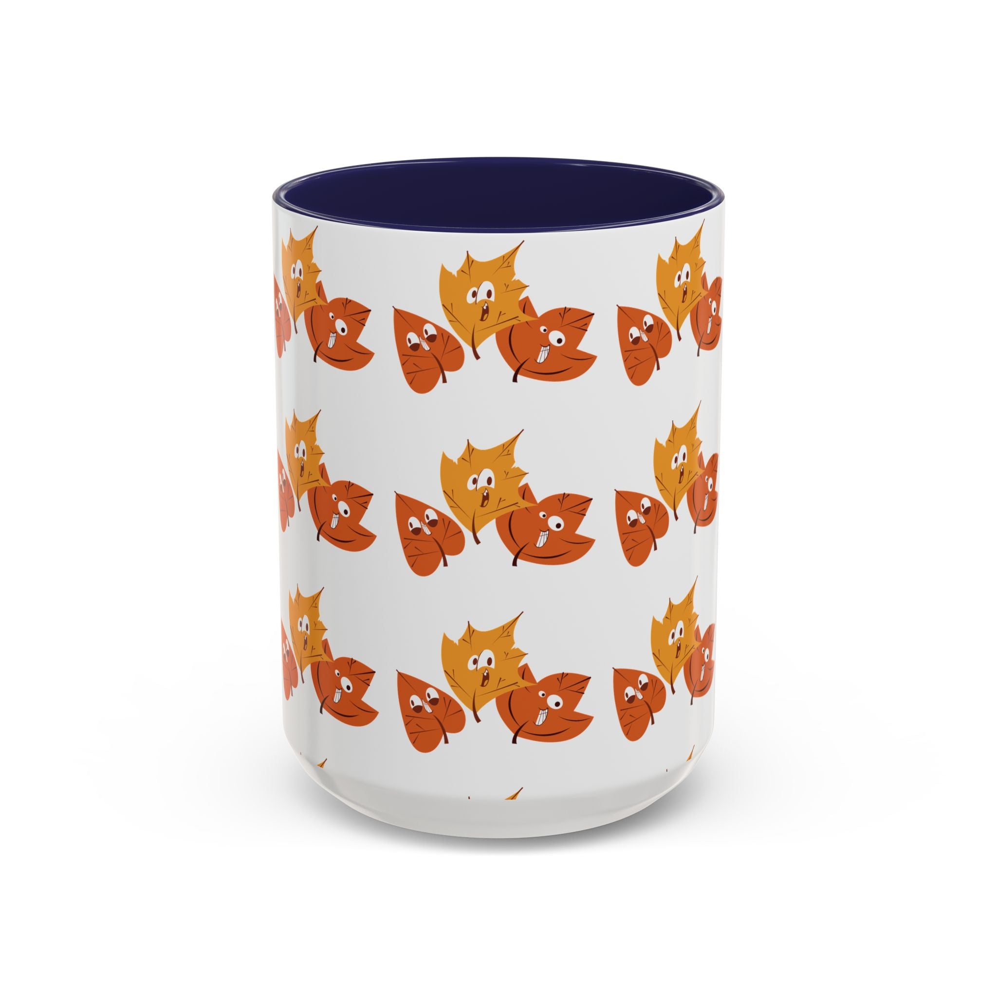 Smiley Autumn Leaves Accent Coffee Mug (11, 15oz)