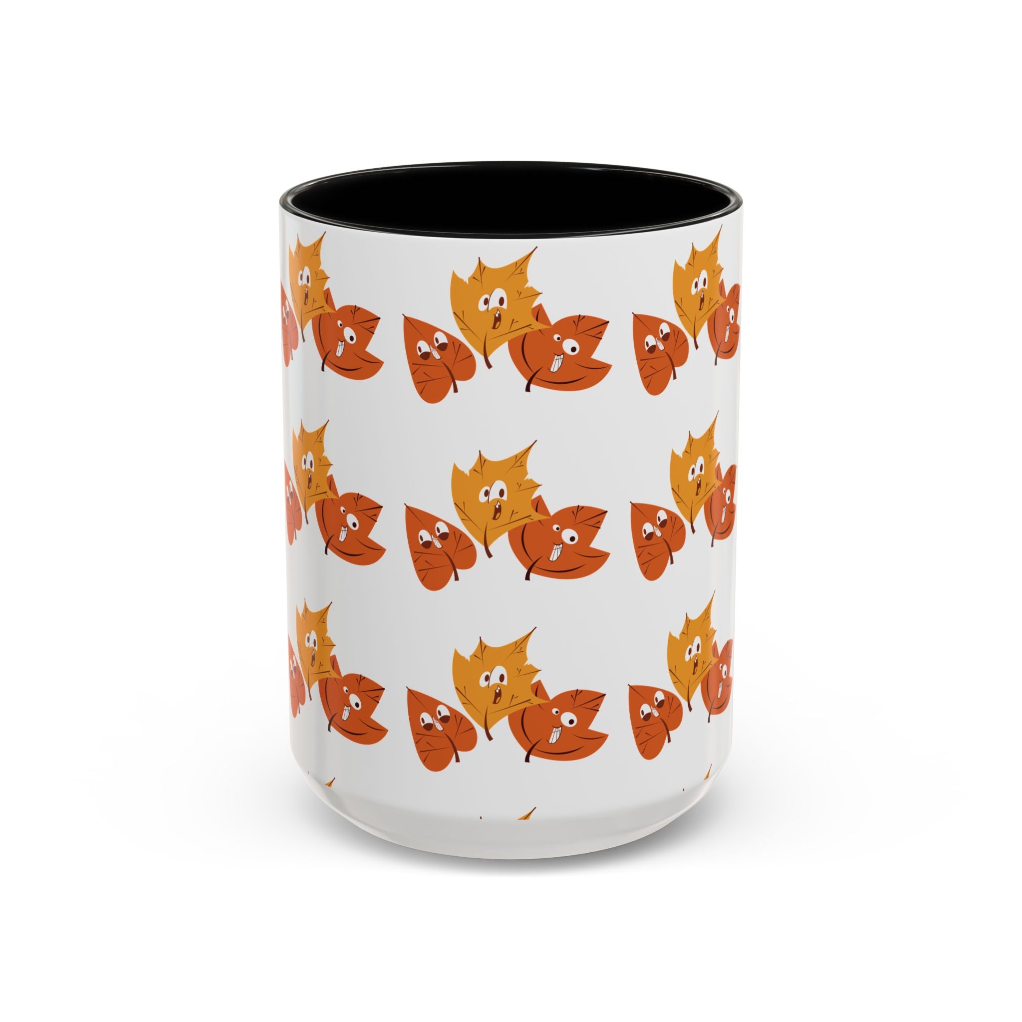 Smiley Autumn Leaves Accent Coffee Mug (11, 15oz)