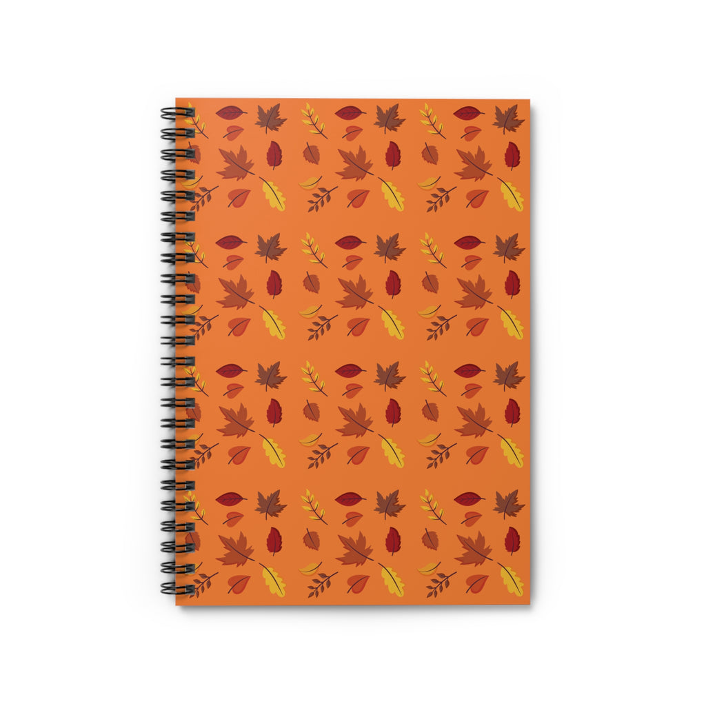 Autumn Leaves Spiral Notebook - Ruled Line Orange