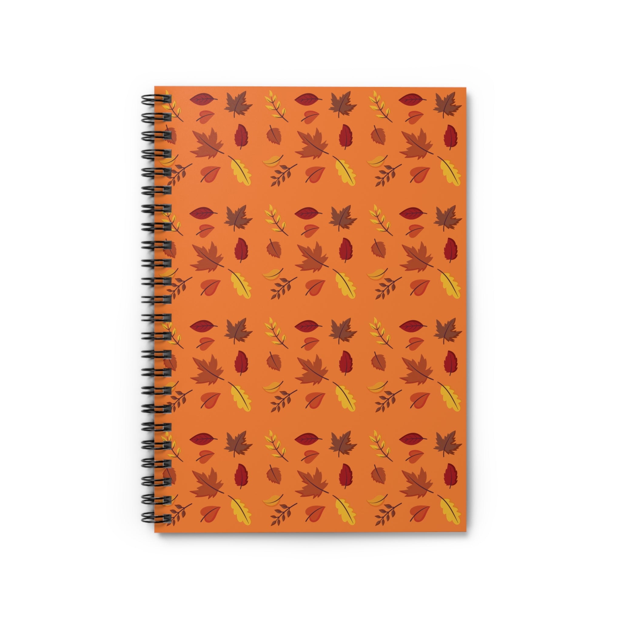 Autumn Leaves Spiral Notebook - Ruled Line Orange