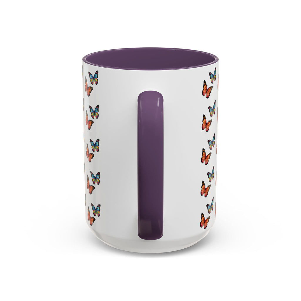 Butterfly Pattern Coffee Mug — Colorful Sunset Butterflies, 11/15oz
