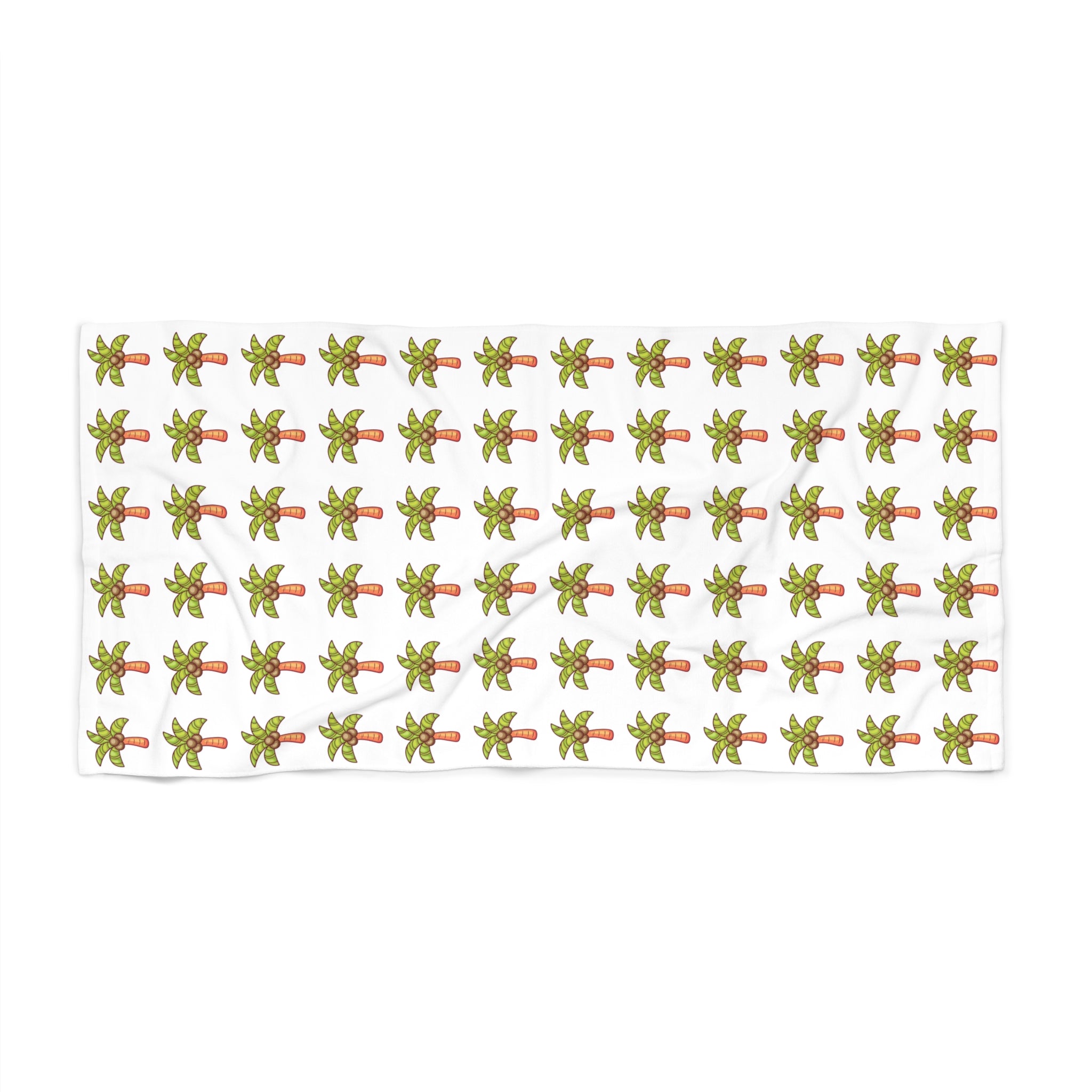 Coconut Palm Pattern Beach Towel — Tropical Summer Pool & Beach Towel - White