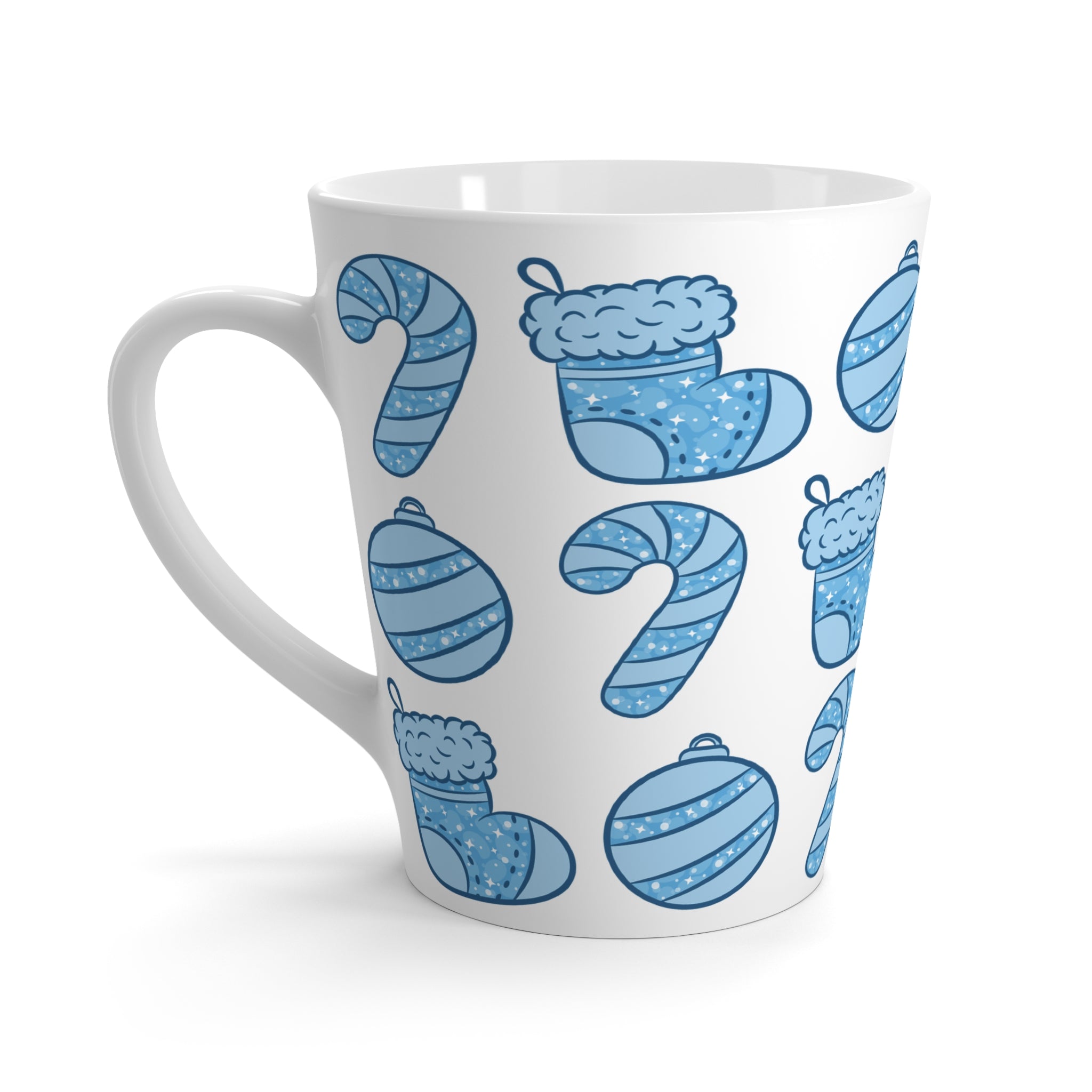 Glittery Blue Holiday Pattern Latte Mug
