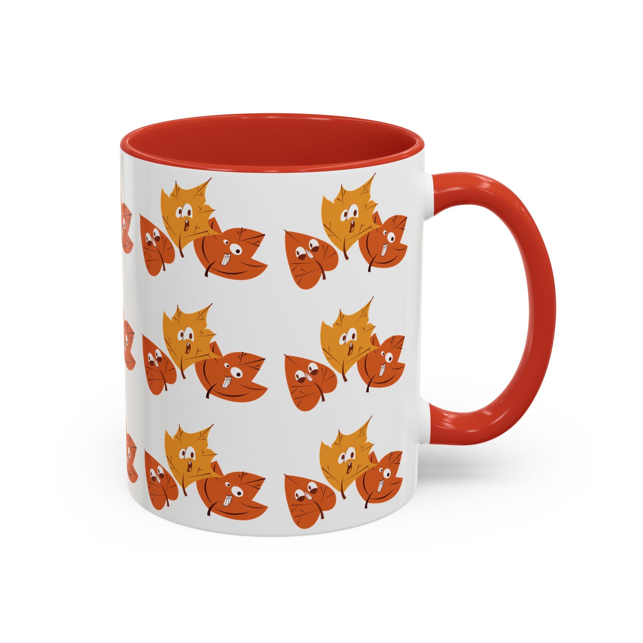 Smiley Autumn Leaves Accent Coffee Mug (11, 15oz)