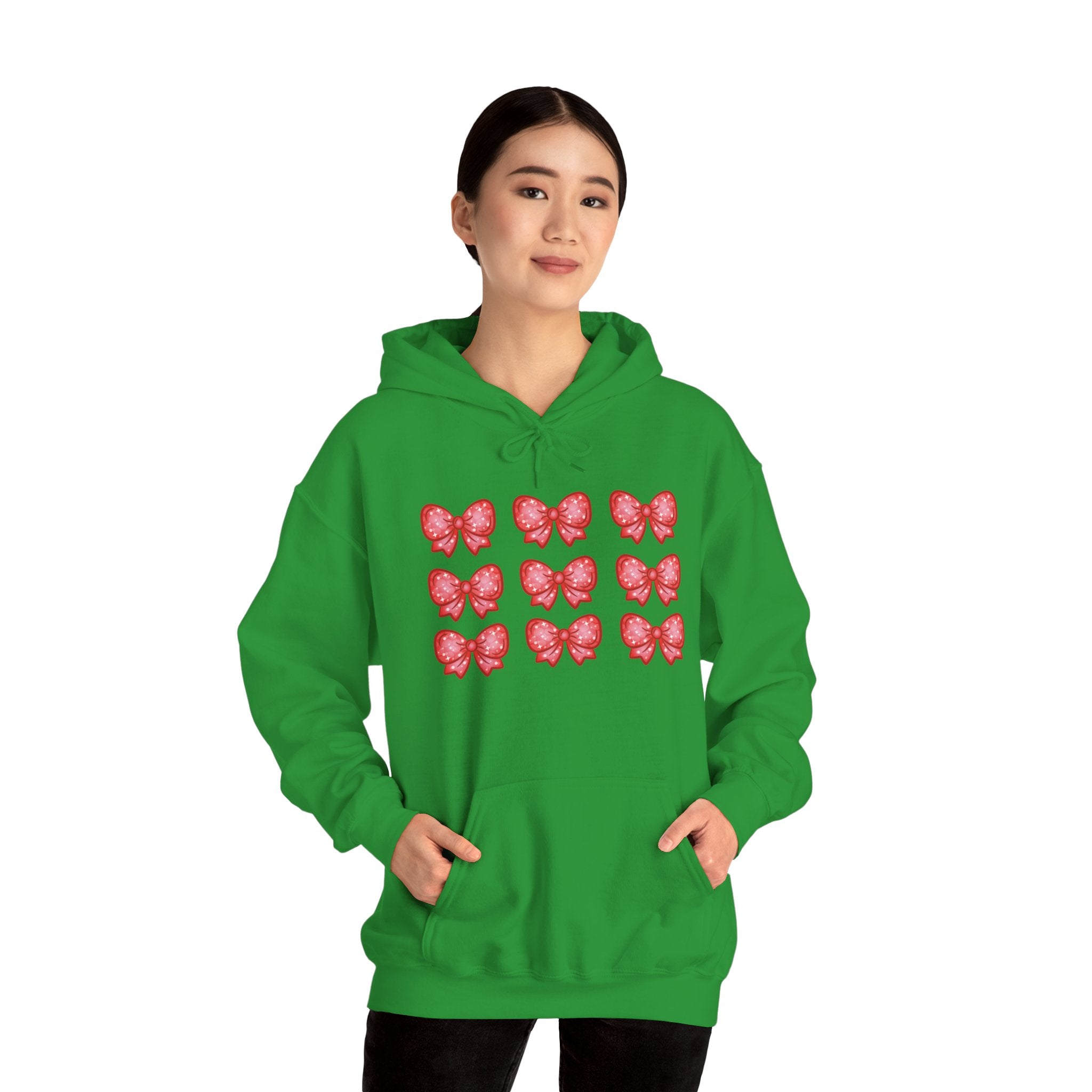 Glittery Red Bow Pattern Hoodie